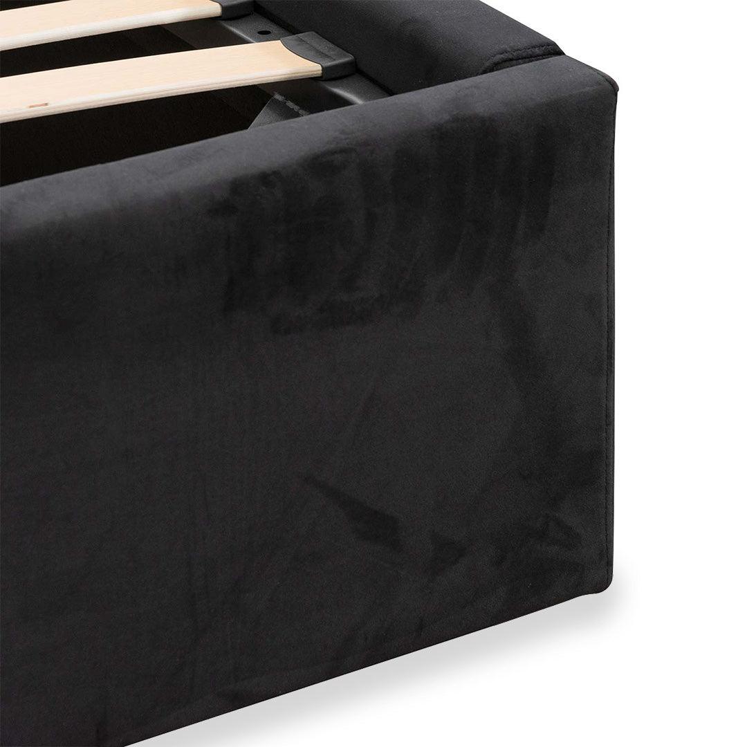 CBD8094-MI King Sized Wide Base Bed Frame - Black Velvet - Furniture Castle