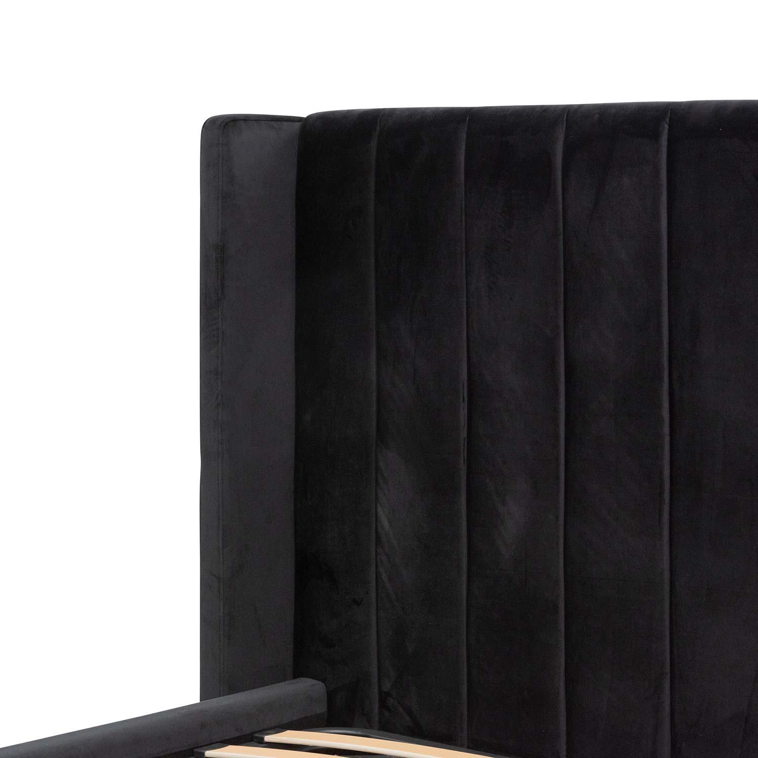 CBD8094-MI King Sized Wide Base Bed Frame - Black Velvet - Furniture Castle