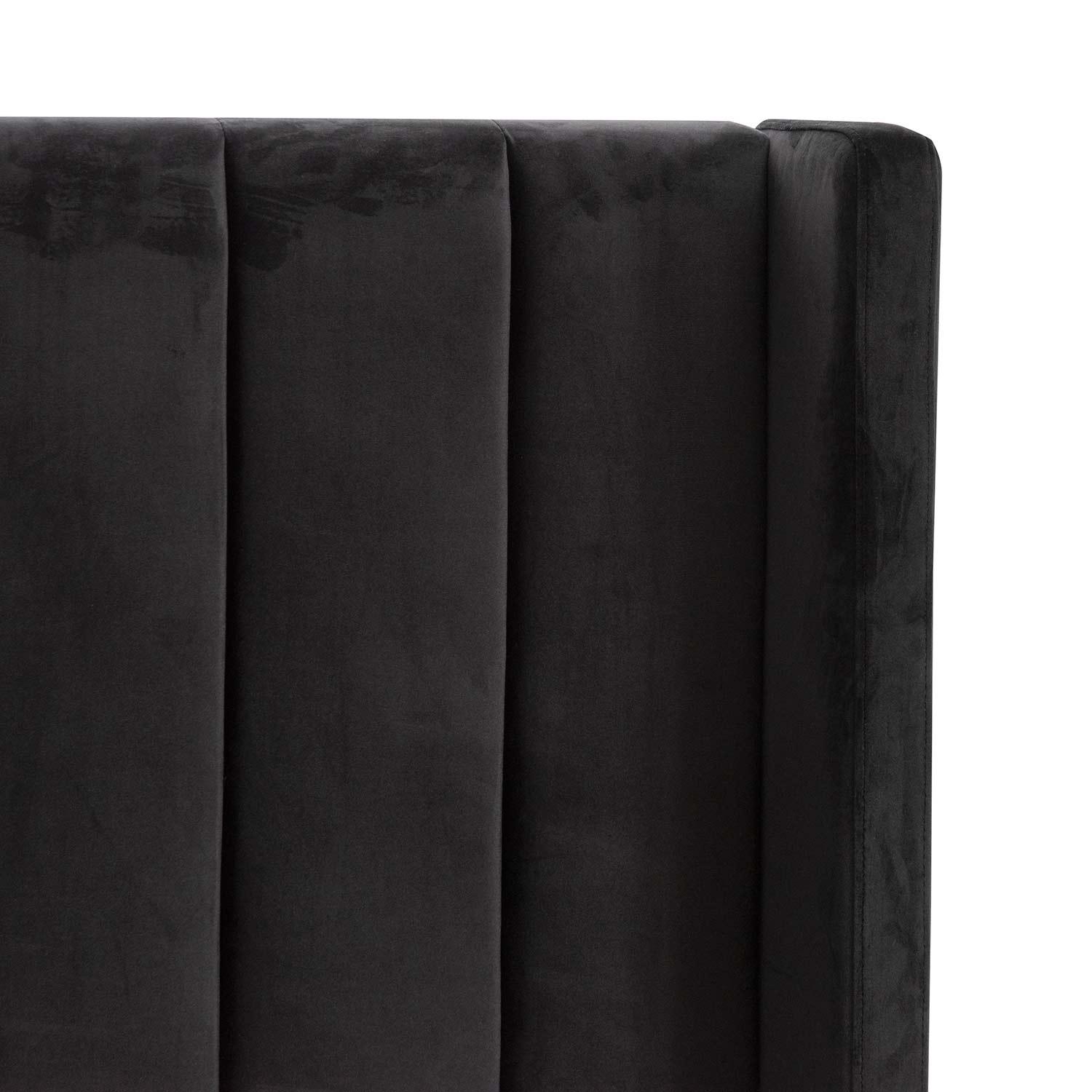 CBD8094-MI King Sized Wide Base Bed Frame - Black Velvet - Furniture Castle