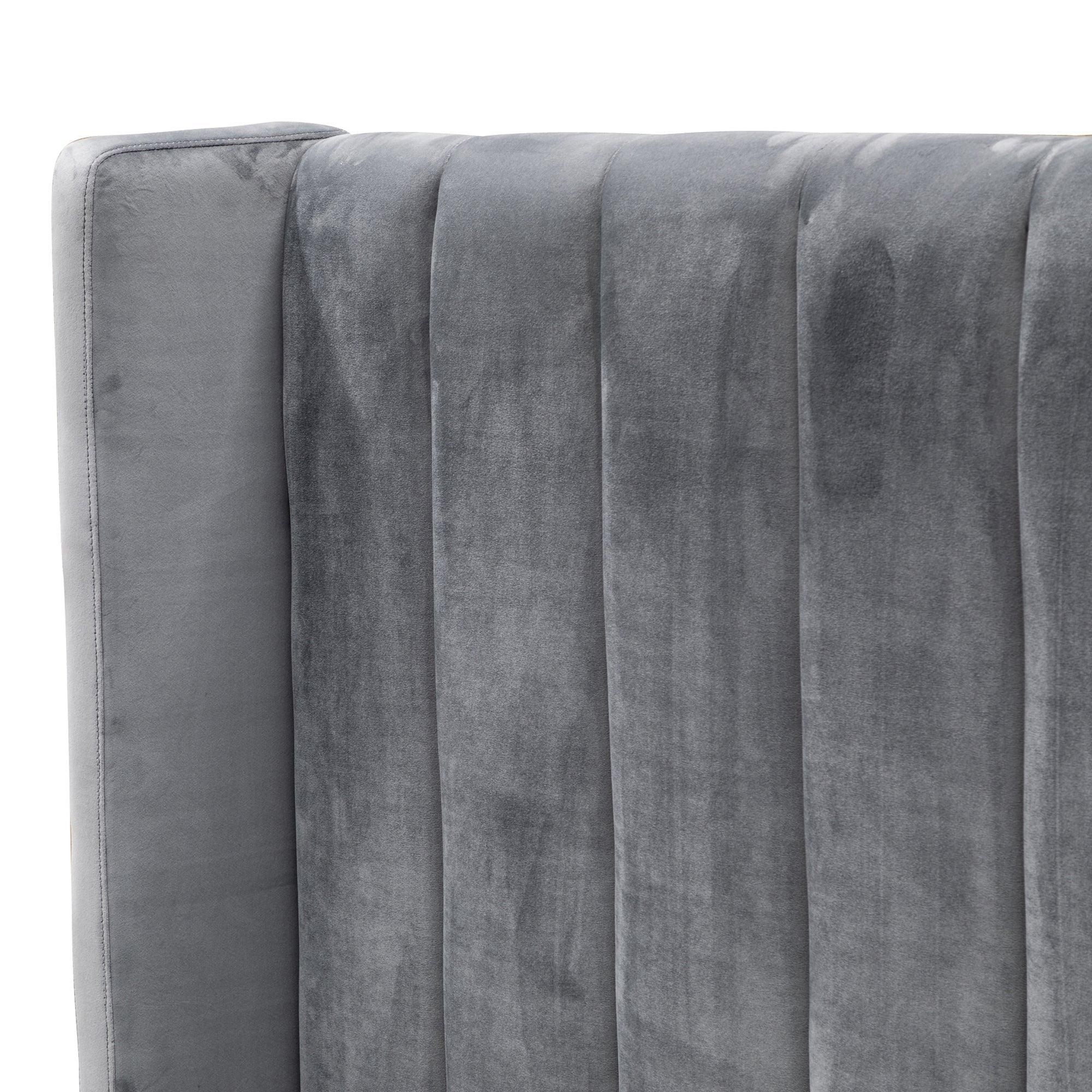 CBD8095-MI King Bed Frame - Wide Base in Charcoal Velvet - Furniture Castle