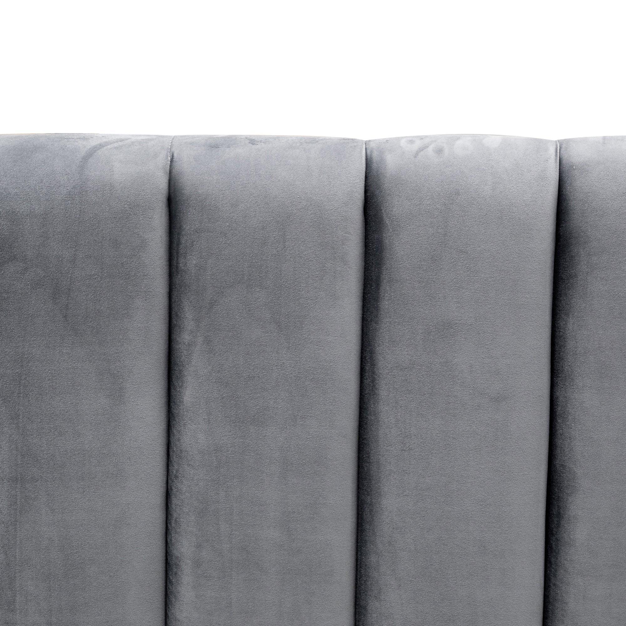 CBD8095-MI King Bed Frame - Wide Base in Charcoal Velvet - Furniture Castle