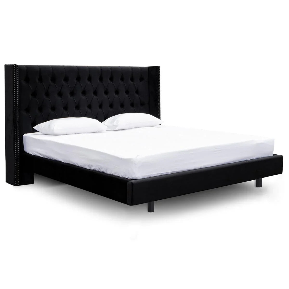 CBD8097-MI King Bed Frame - Black Velvet - Furniture Castle
