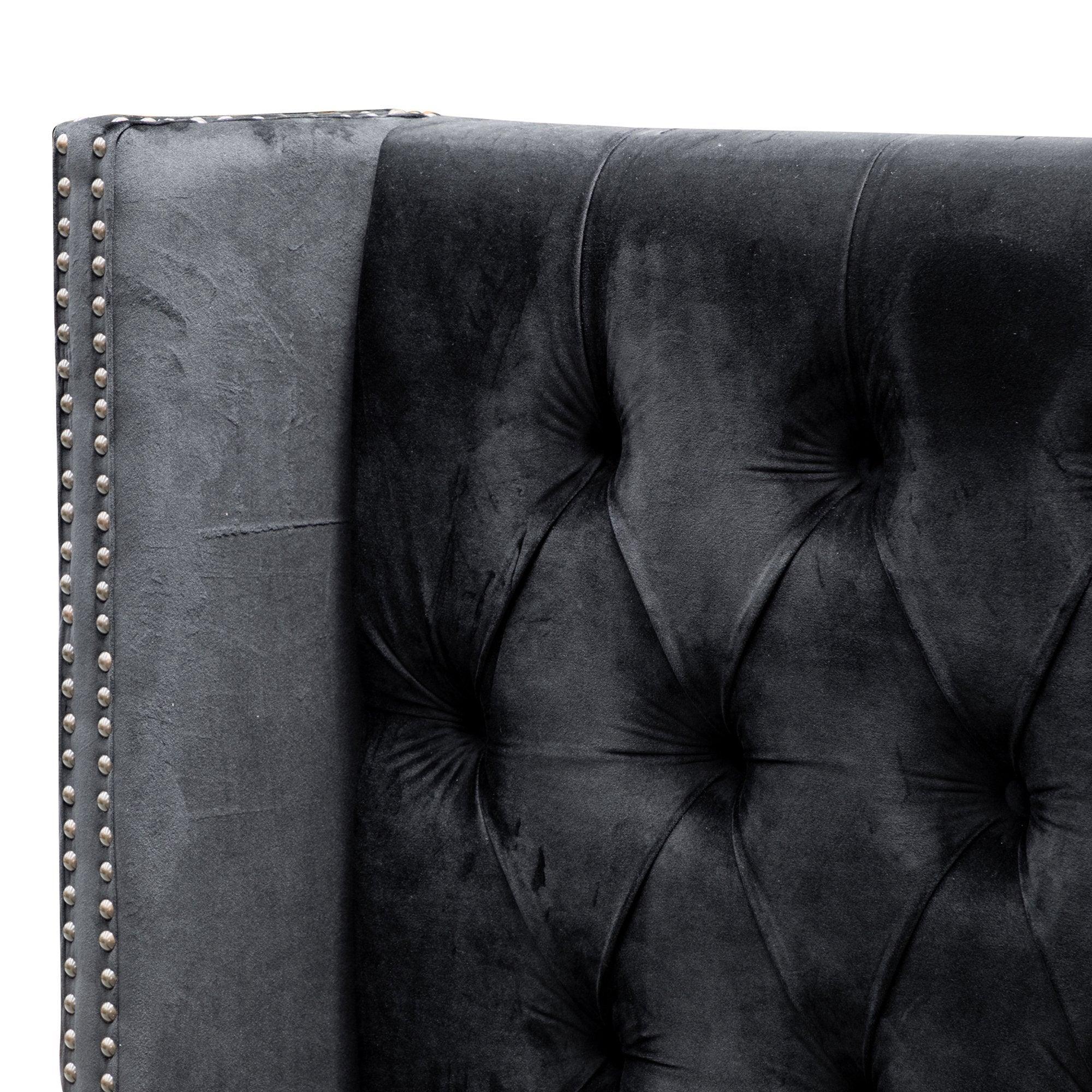 CBD8097-MI King Bed Frame - Black Velvet - Furniture Castle