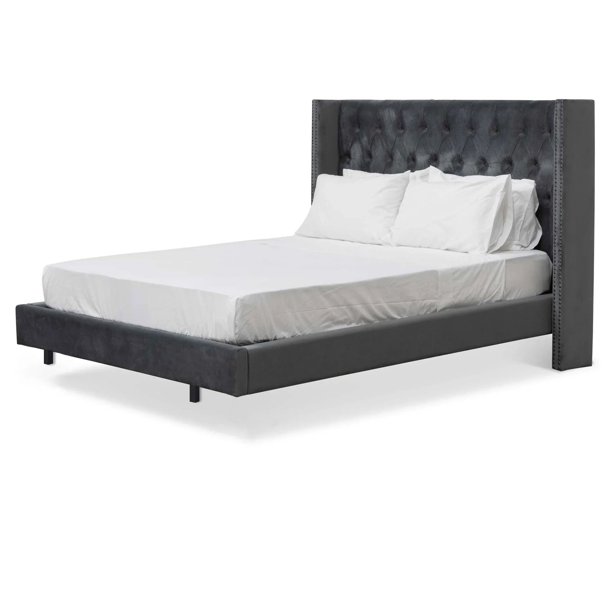 CBD8098-MI King Bed Frame - Charcoal Velvet - Furniture Castle