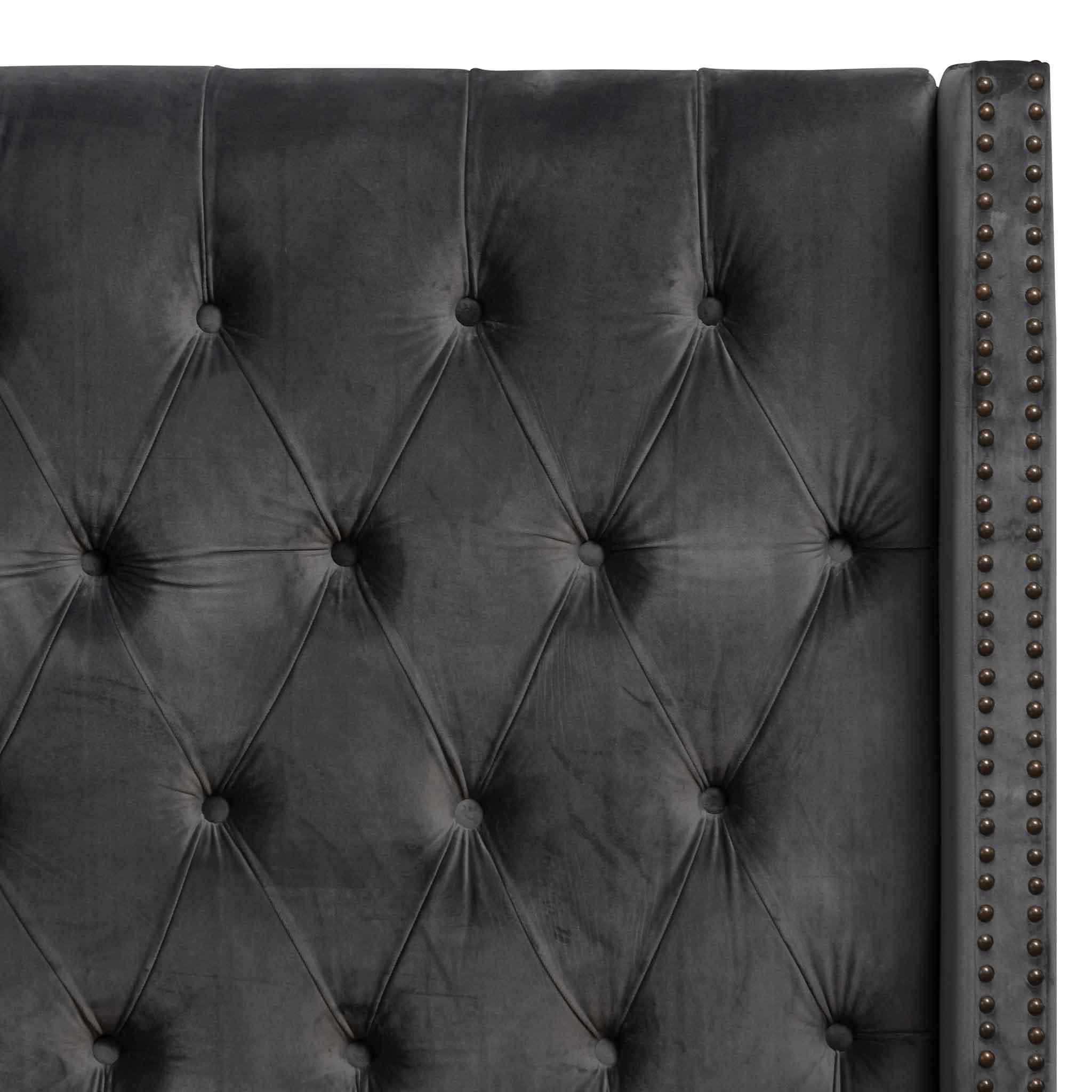 CBD8098-MI King Bed Frame - Charcoal Velvet - Furniture Castle