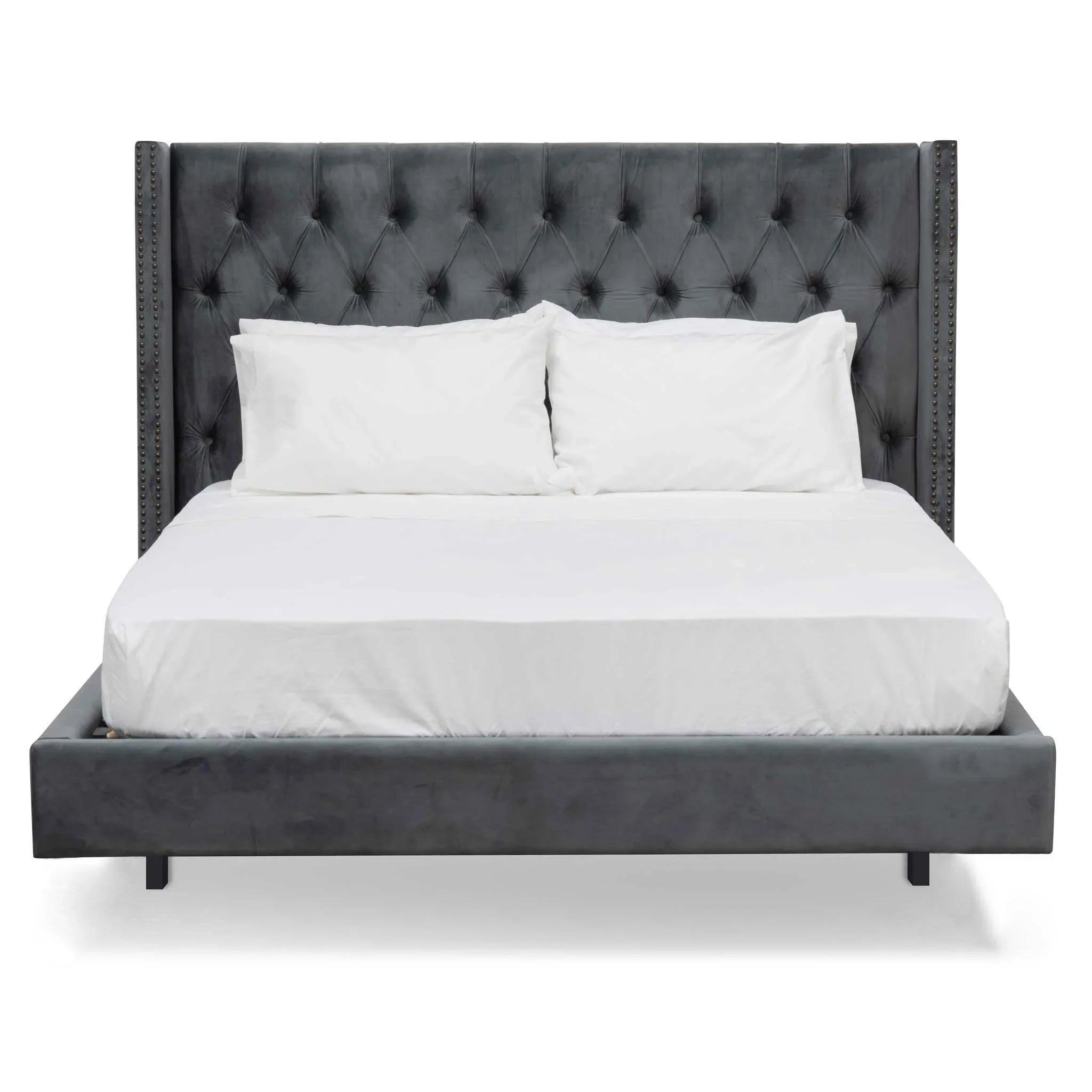 CBD8098-MI King Bed Frame - Charcoal Velvet - Furniture Castle