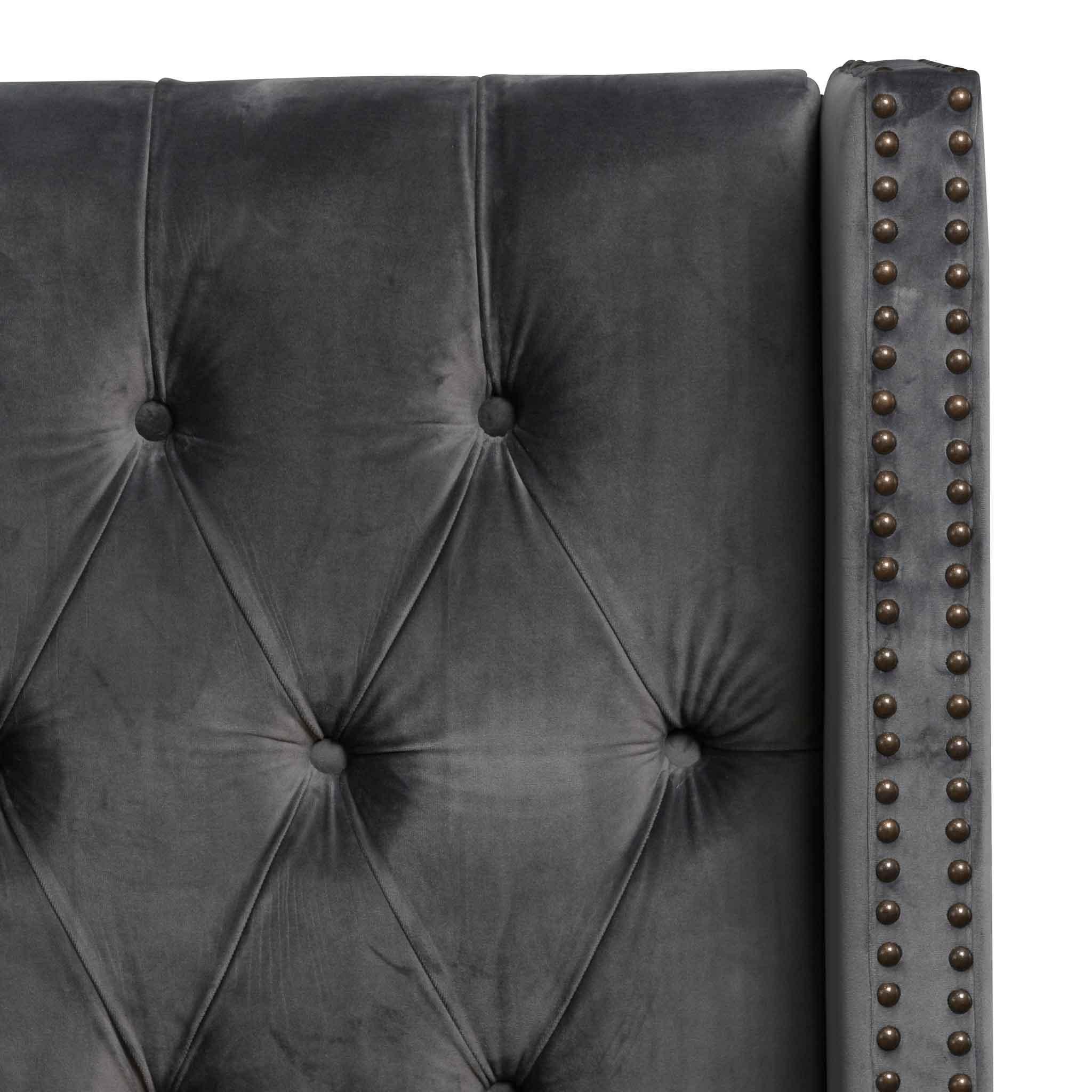 CBD8098-MI King Bed Frame - Charcoal Velvet - Furniture Castle