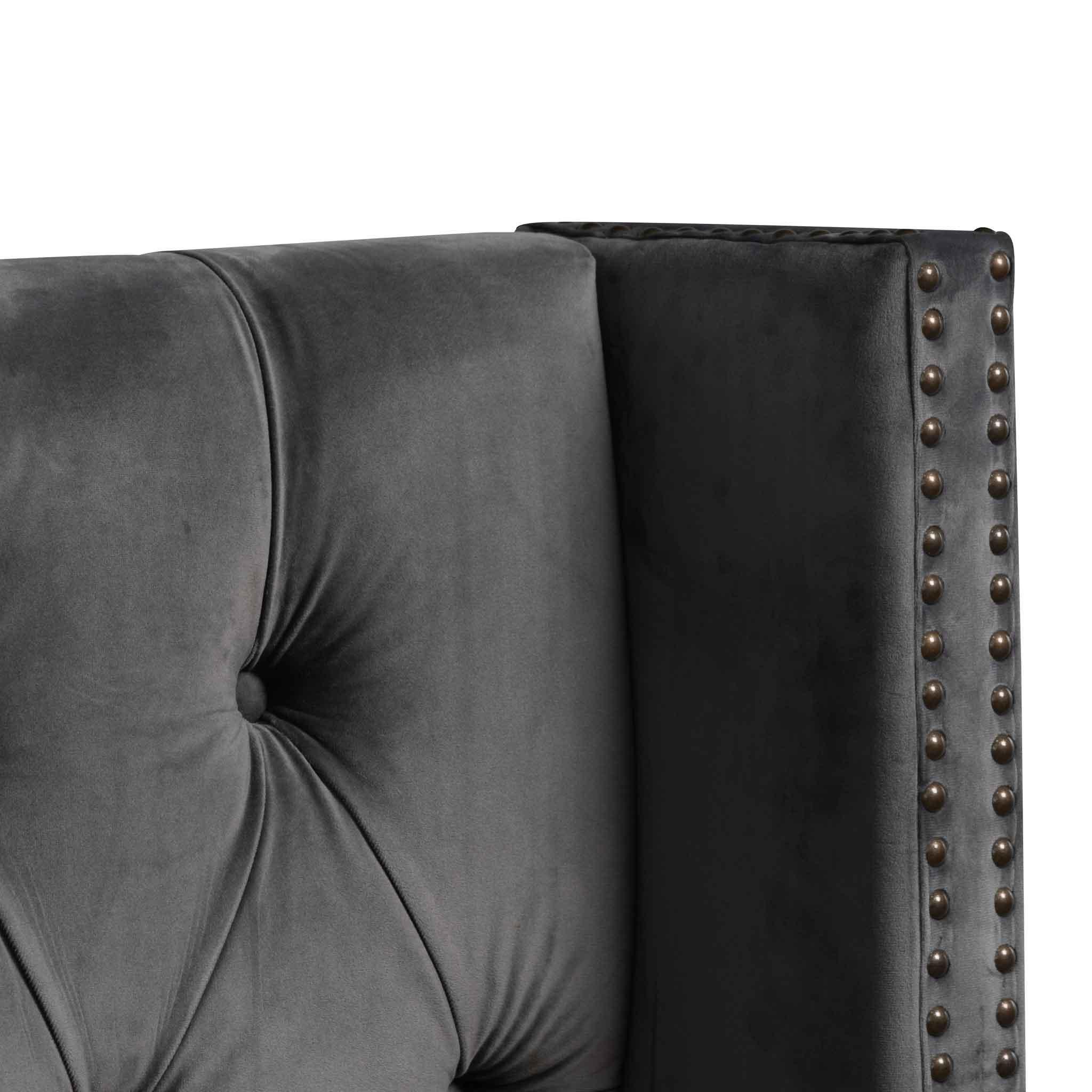 CBD8098-MI King Bed Frame - Charcoal Velvet - Furniture Castle