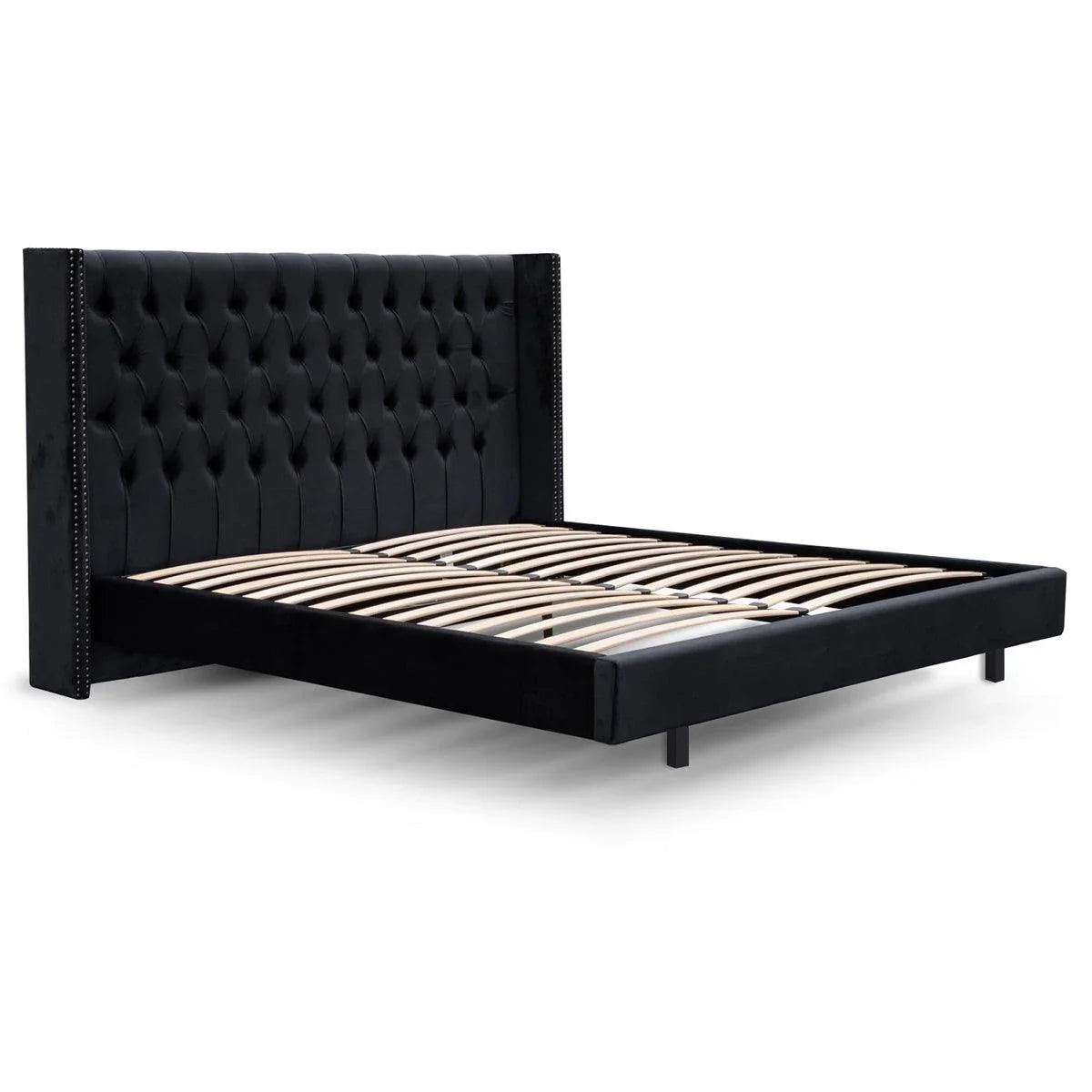 CBD8099-MI Queen Bed Frame - Black Velvet - Furniture Castle