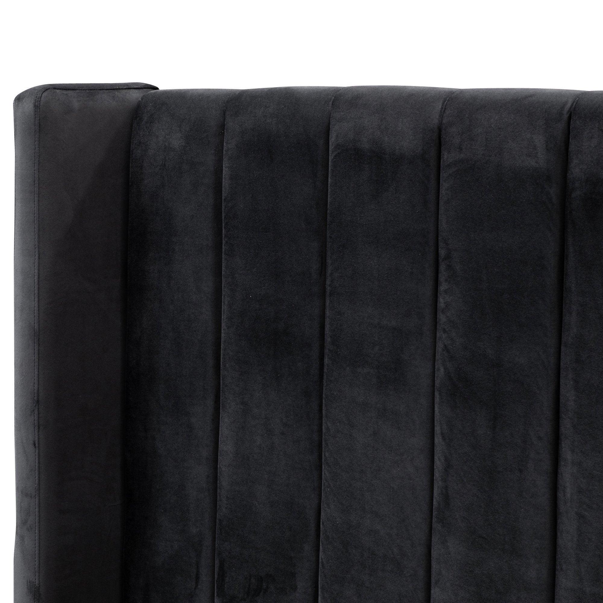 CBD8103-MI Queen Bed Frame - Black Velvet - Furniture Castle