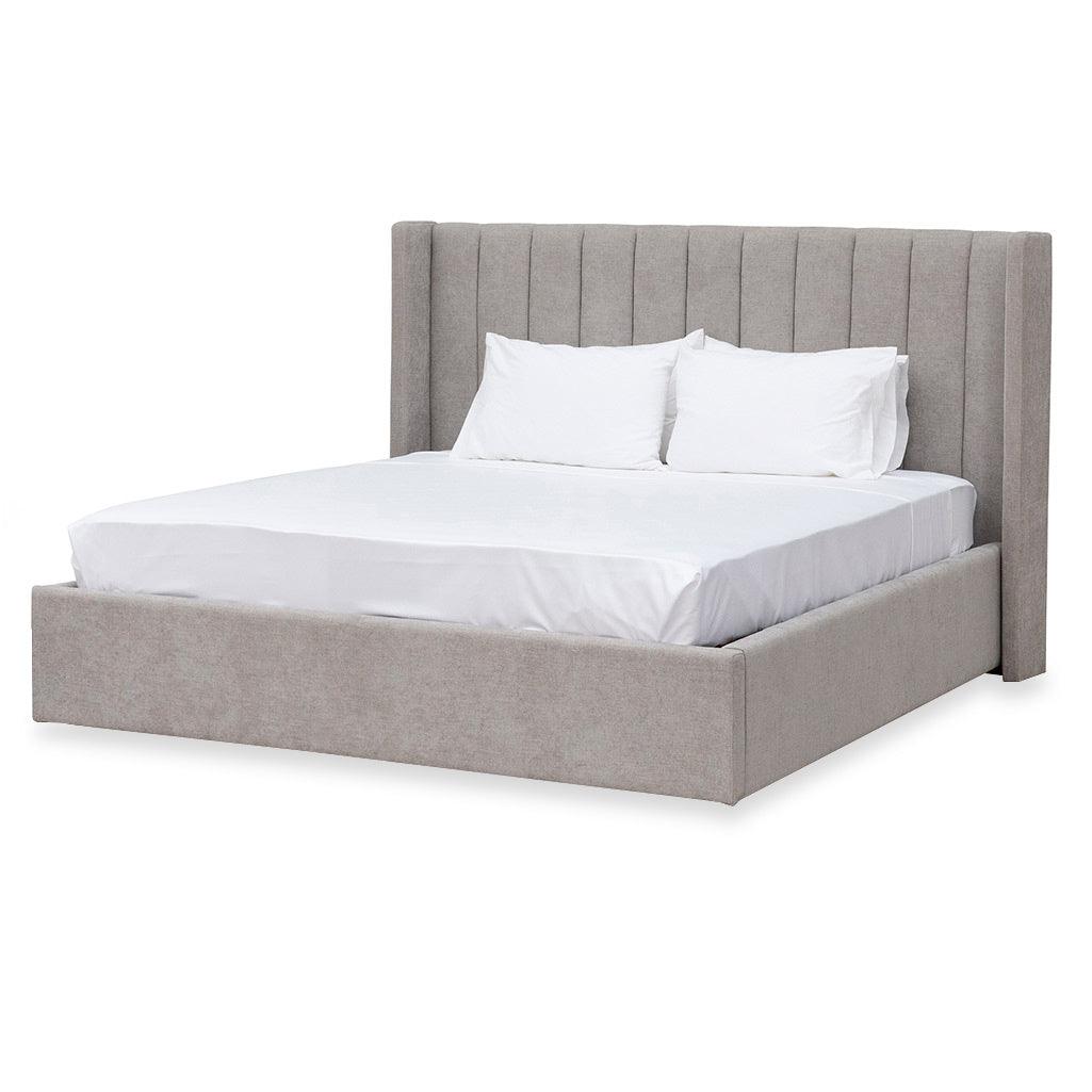 CBD8108-MI Wide Base Queen Sized Bed Frame - Oyster Beige - Furniture Castle