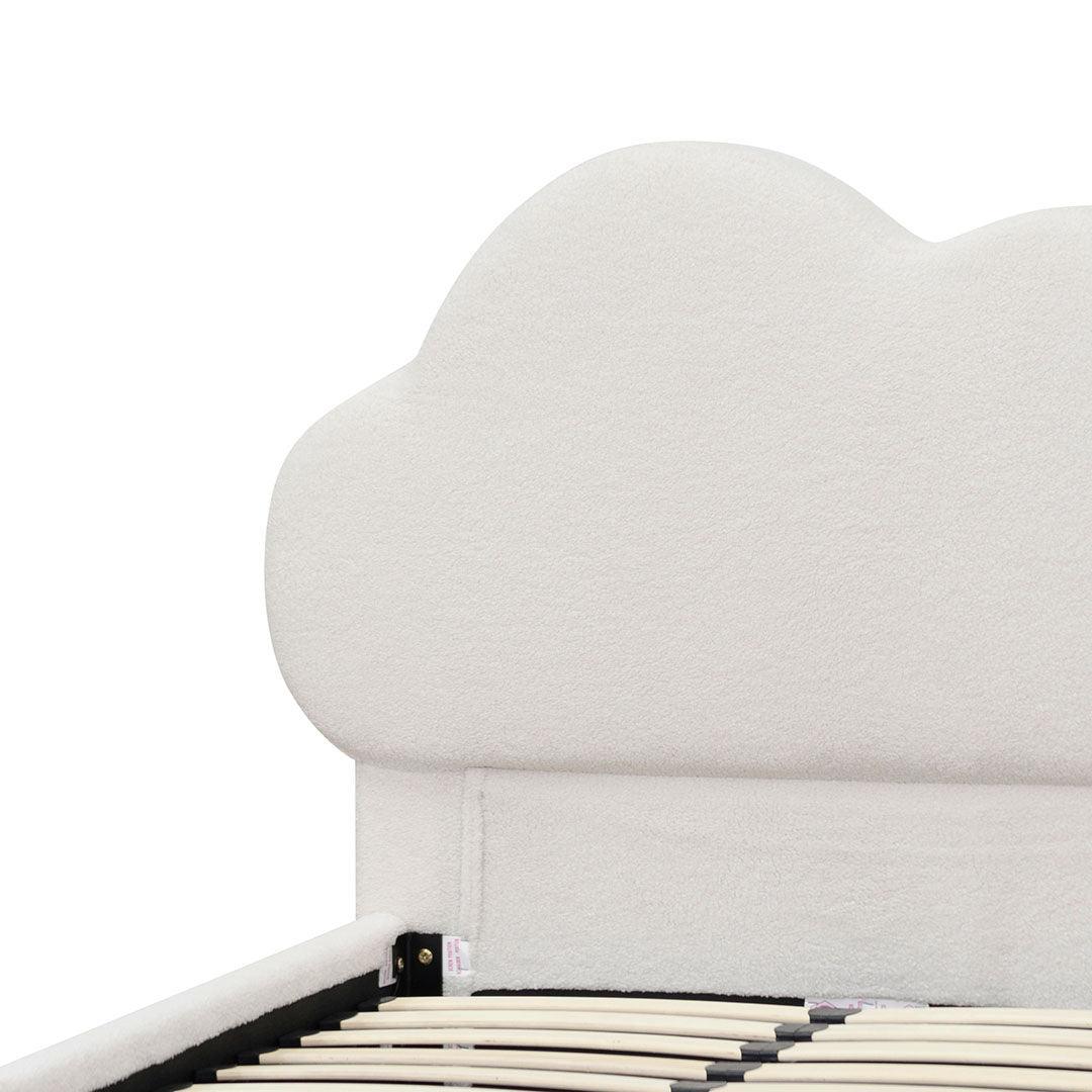 CBD8185-YO Single Bed Frame - Beige White Fleece - Furniture Castle