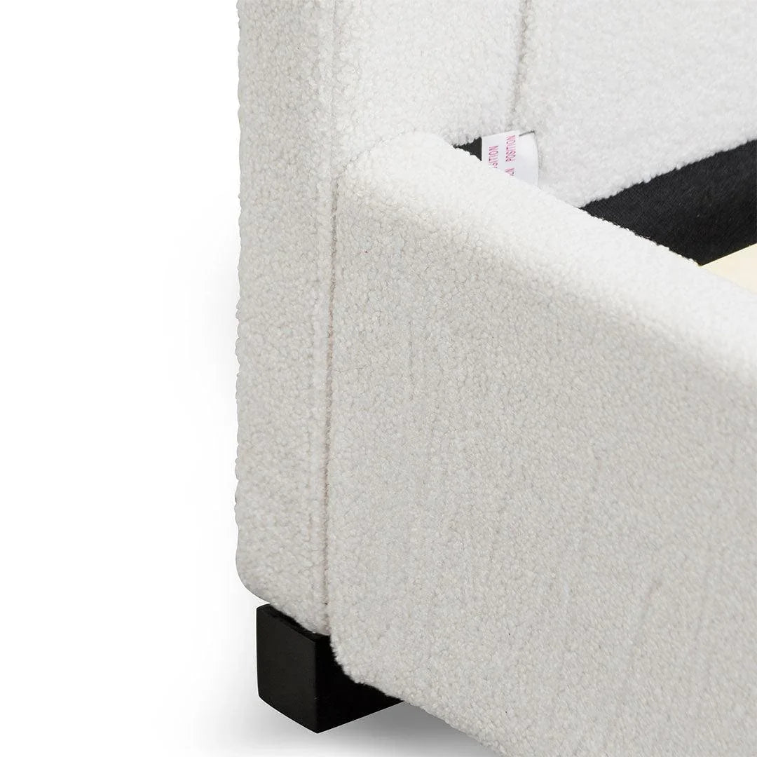CBD8185-YO Single Bed Frame - Beige White Fleece - Furniture Castle