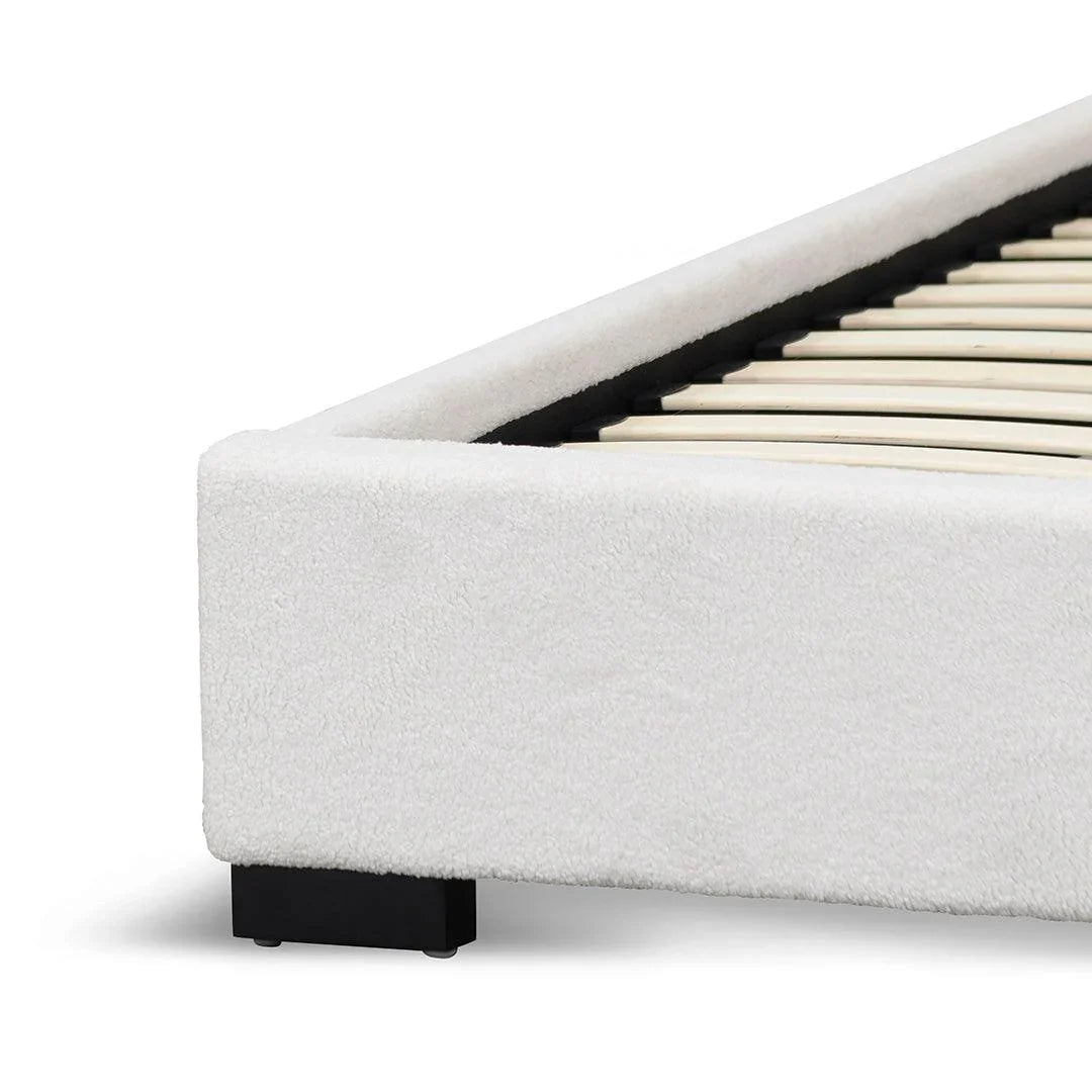 CBD8185-YO Single Bed Frame - Beige White Fleece - Furniture Castle