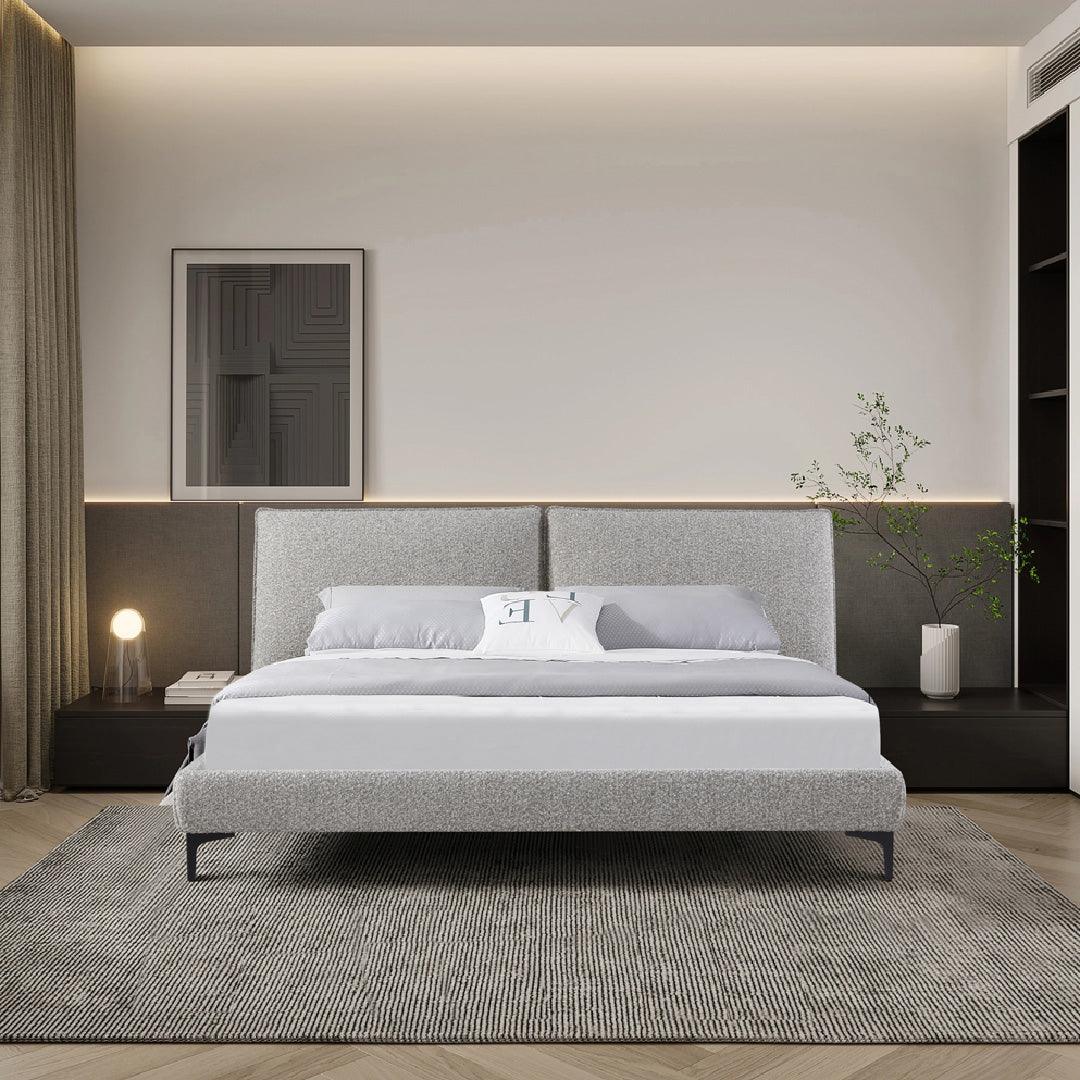 CBD8365-YO Fabric Queen Bed Frame - Olive Brown Boucle - Furniture Castle