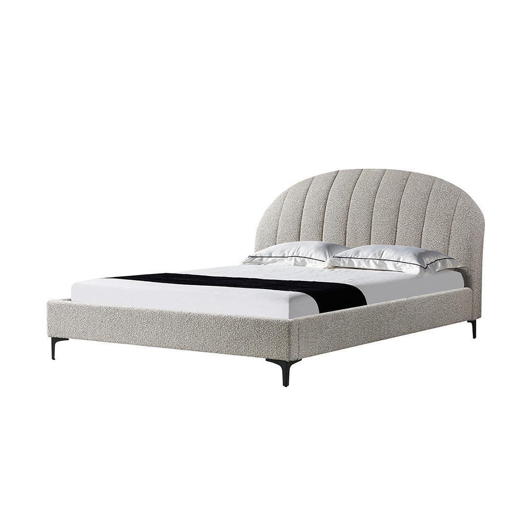 CBD8394-YO Fabric Queen Bed Frame - Olive brown boucle - Furniture Castle