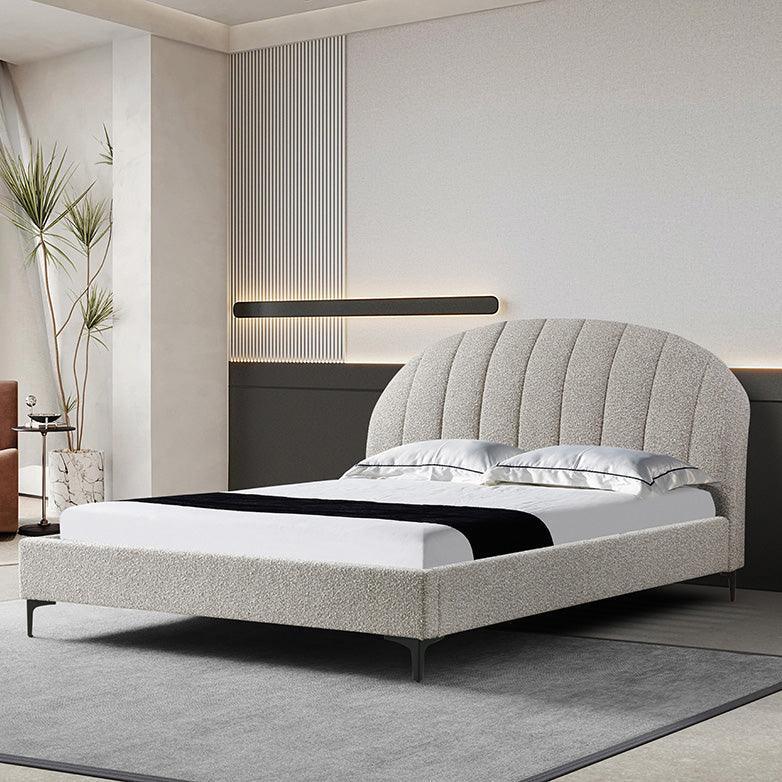 CBD8394-YO Fabric Queen Bed Frame - Olive brown boucle - Furniture Castle