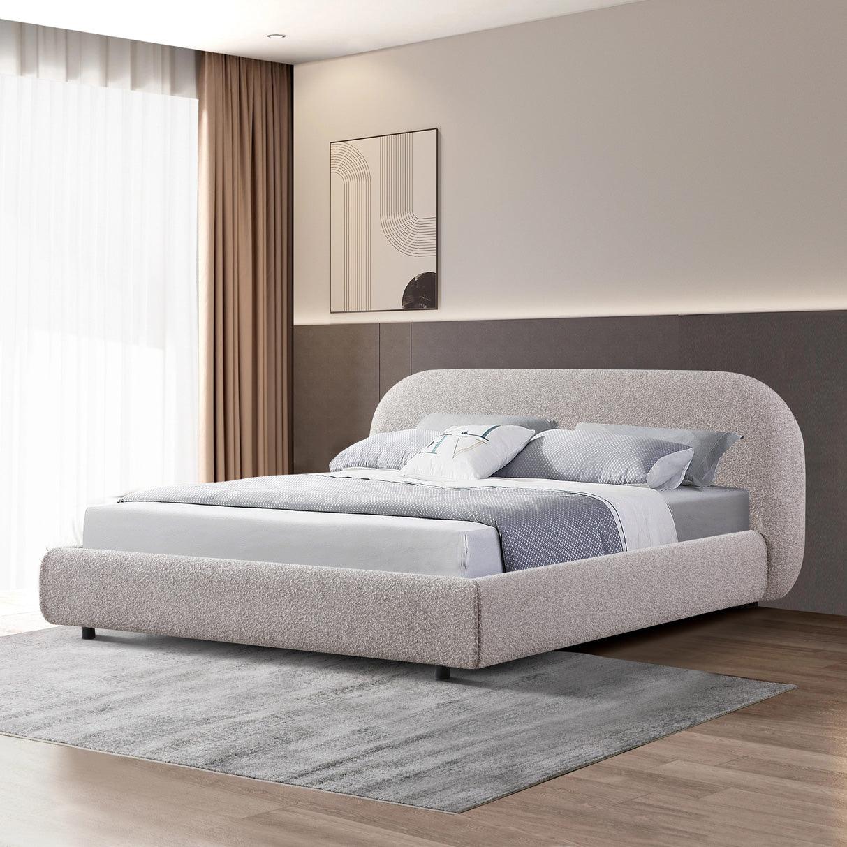 CBD8396-YO King Bed Frame - Olive Brown Boucle - Furniture Castle