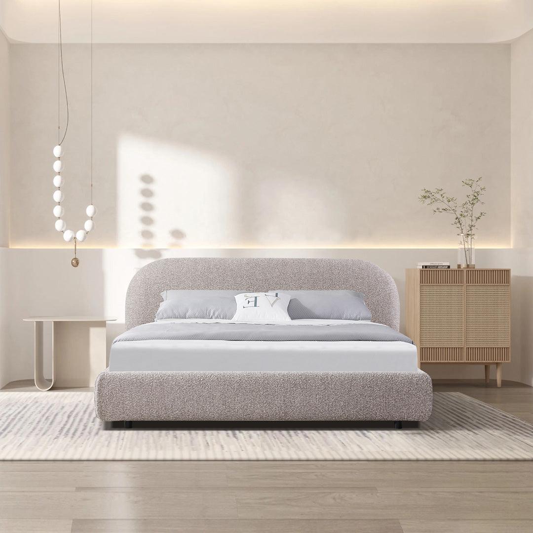 CBD8396-YO King Bed Frame - Olive Brown Boucle - Furniture Castle