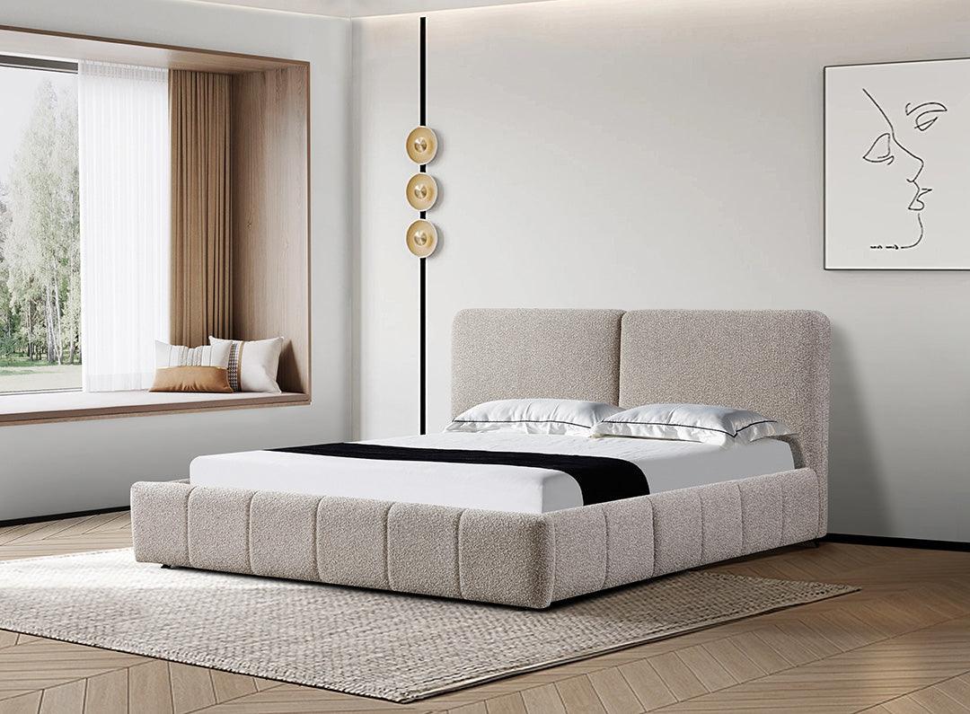CBD8401-YO King Bed Frame - Olive Brown Boucle - Furniture Castle