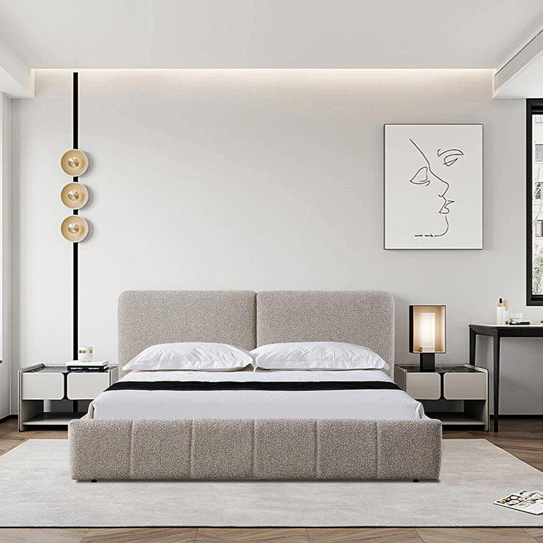 CBD8401-YO King Bed Frame - Olive Brown Boucle - Furniture Castle