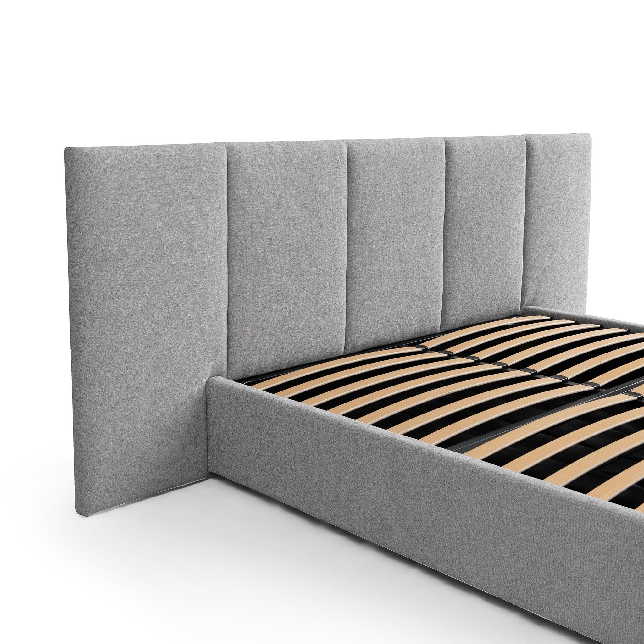 CBD8544-MI King Sized Bed Frame - Spec Grey with Storage - Furniture Castle