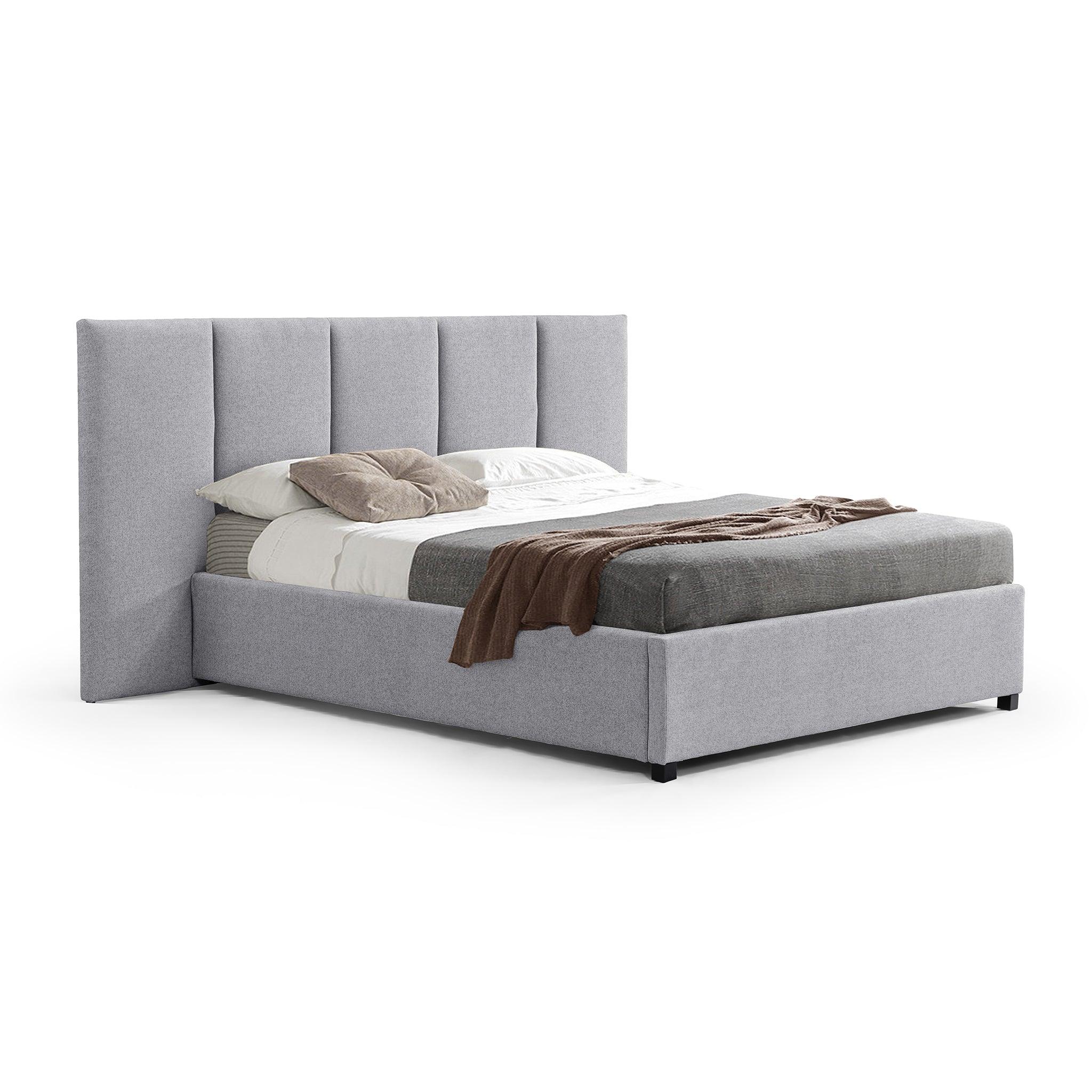 CBD8545-MI Queen Sized Bed Frame - Spec Grey with Storage - Furniture Castle