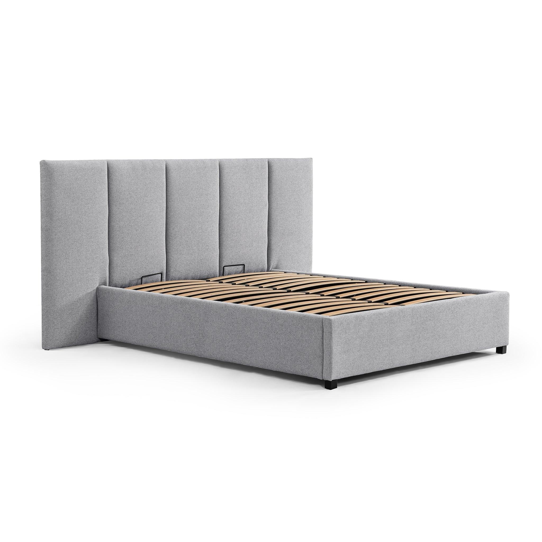 CBD8545-MI Queen Sized Bed Frame - Spec Grey with Storage - Furniture Castle