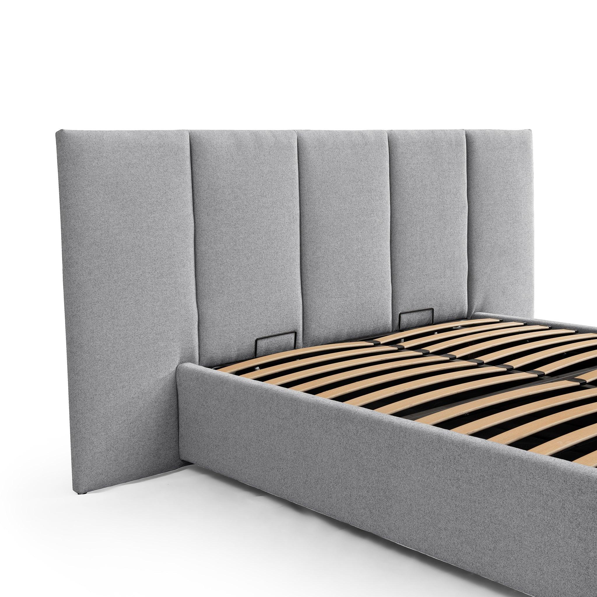CBD8545-MI Queen Sized Bed Frame - Spec Grey with Storage - Furniture Castle