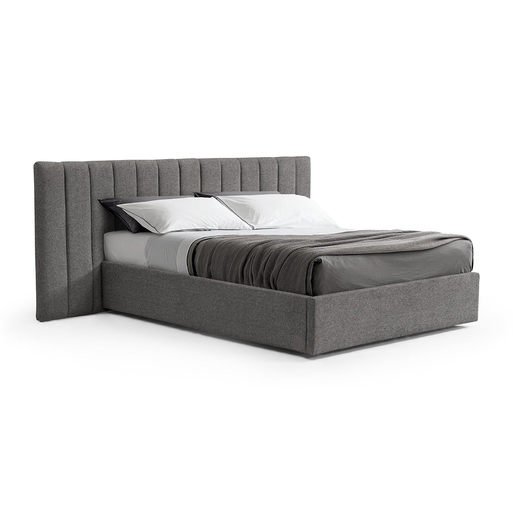 CBD8546-MI Wide Base King Bed Frame - Spec Charcoal with Storage - Furniture Castle