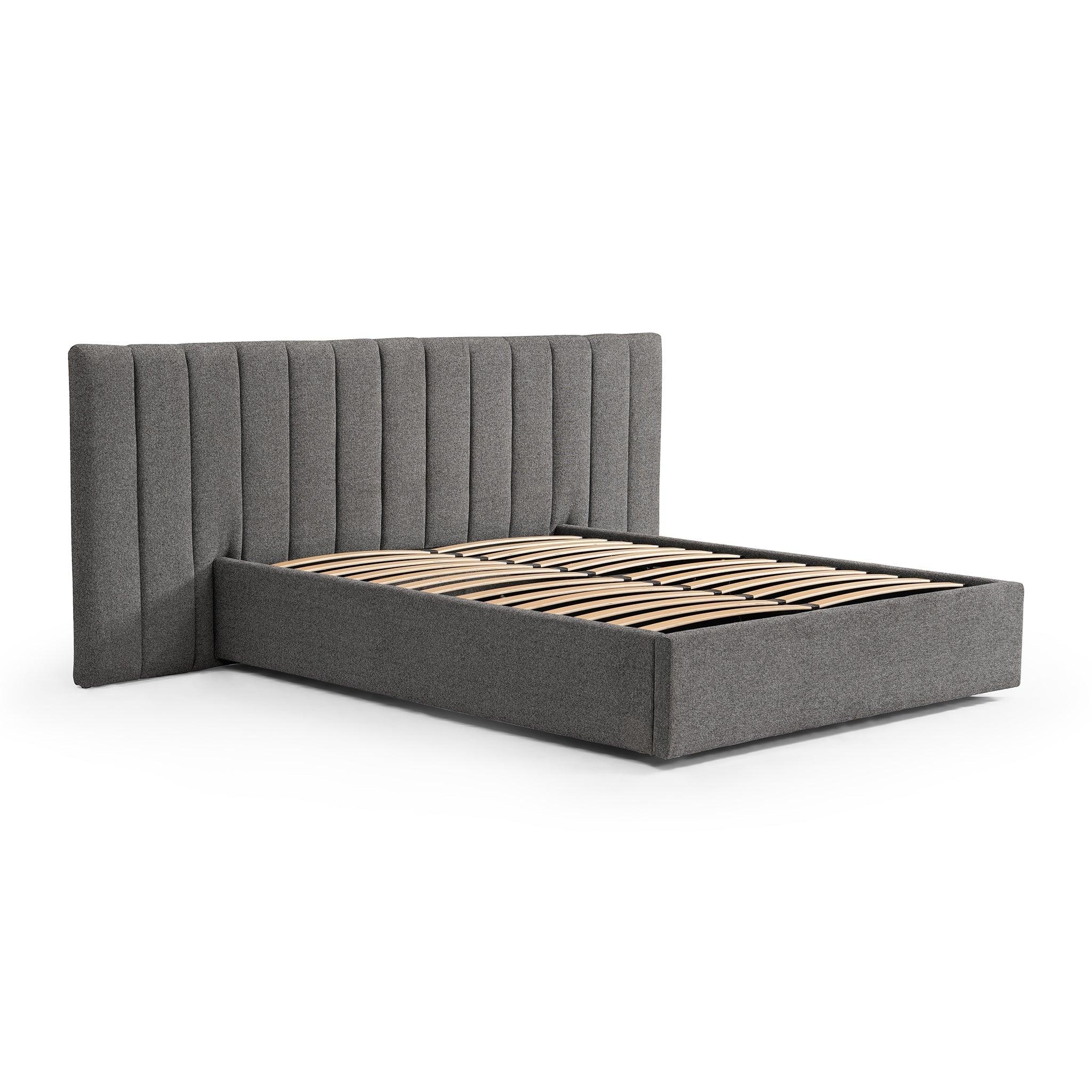 CBD8546-MI Wide Base King Bed Frame - Spec Charcoal with Storage - Furniture Castle