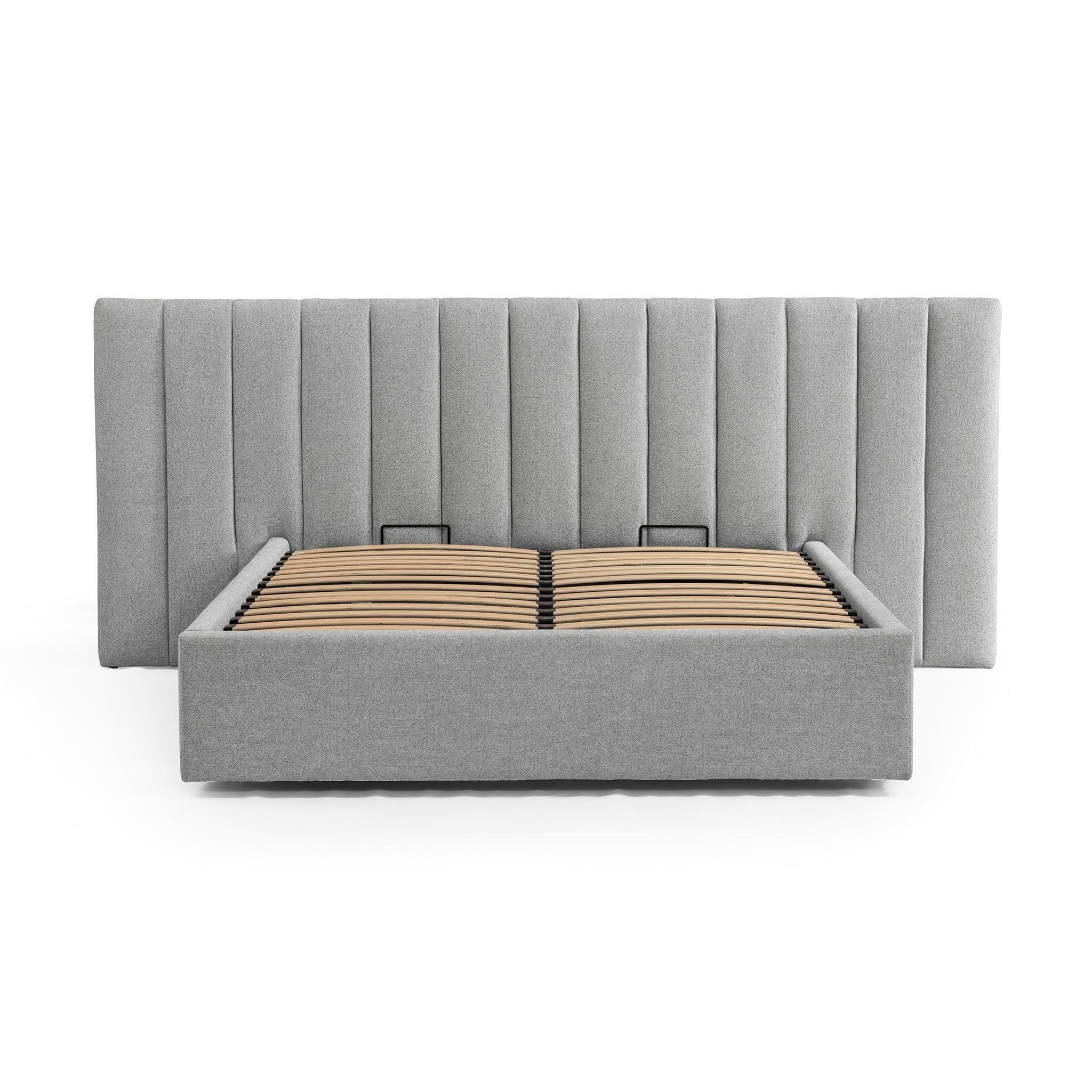 CBD8547-MI Wide Base King Bed Frame - Spec Grey with Storage - Furniture Castle