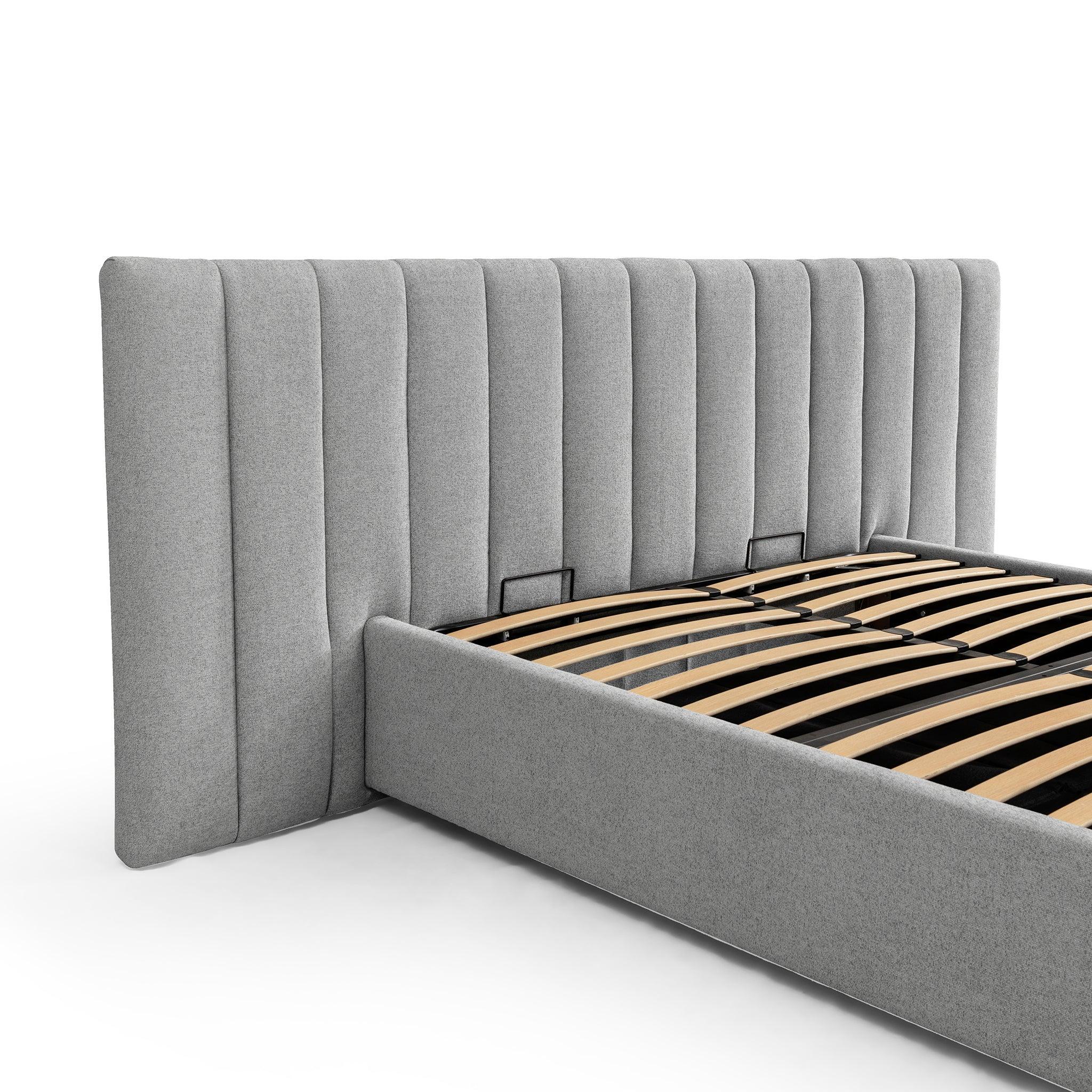 CBD8547-MI Wide Base King Bed Frame - Spec Grey with Storage - Furniture Castle
