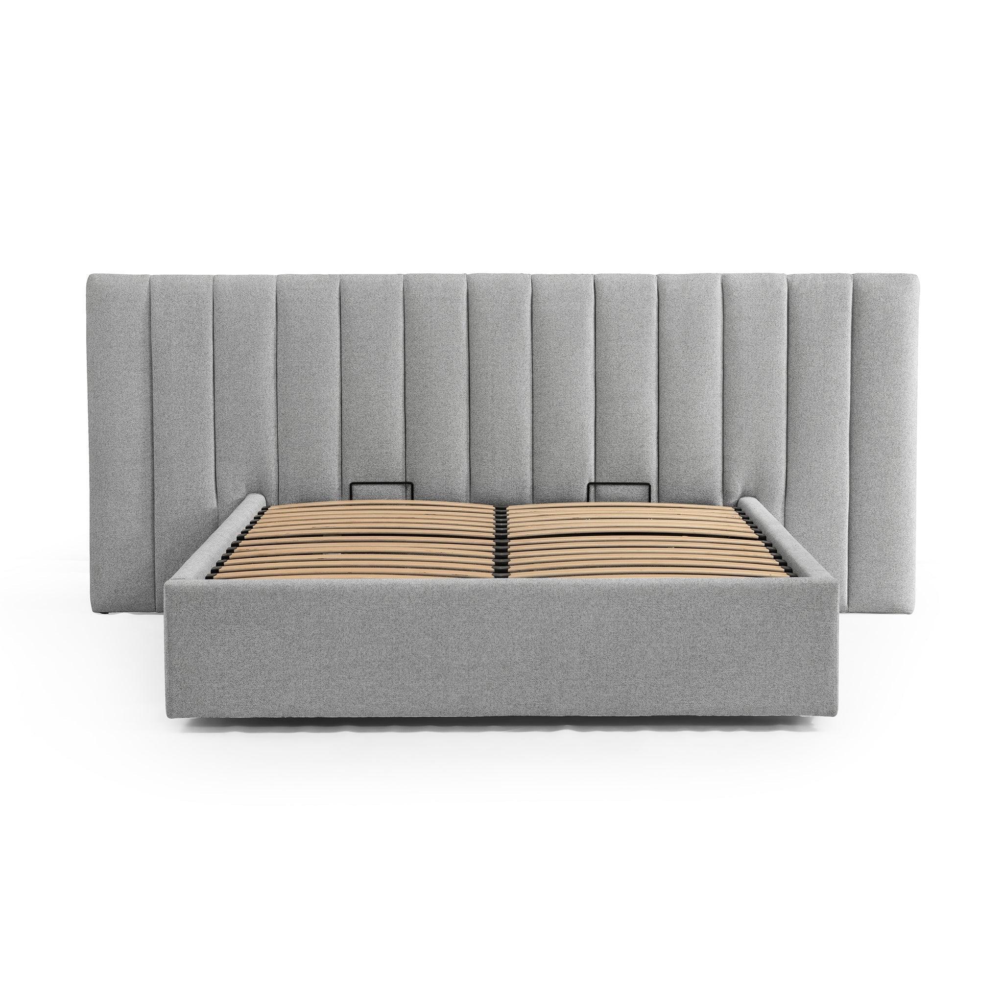 CBD8550-MI Wide Base Queen Bed Frame - Spec Grey with Storage - Furniture Castle