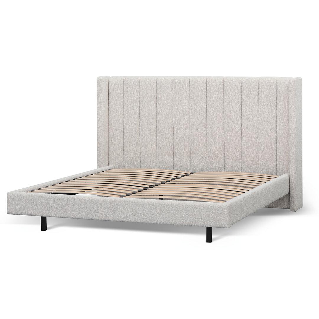 CBD8609-MI King Sized Bed Frame - Snow Boucle - Furniture Castle