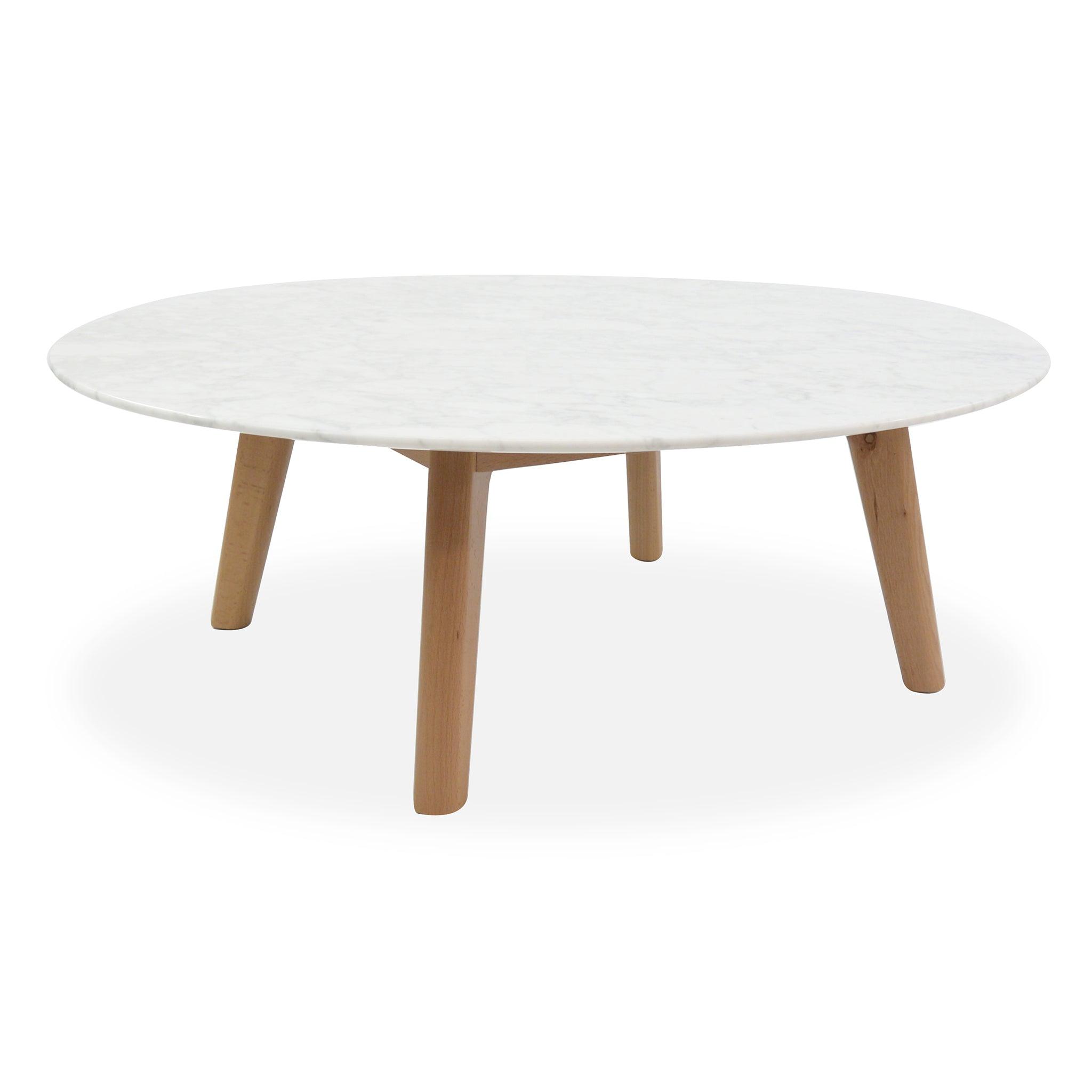 CCF1037 100cm Marble Round Coffee Table - Natural - Furniture Castle