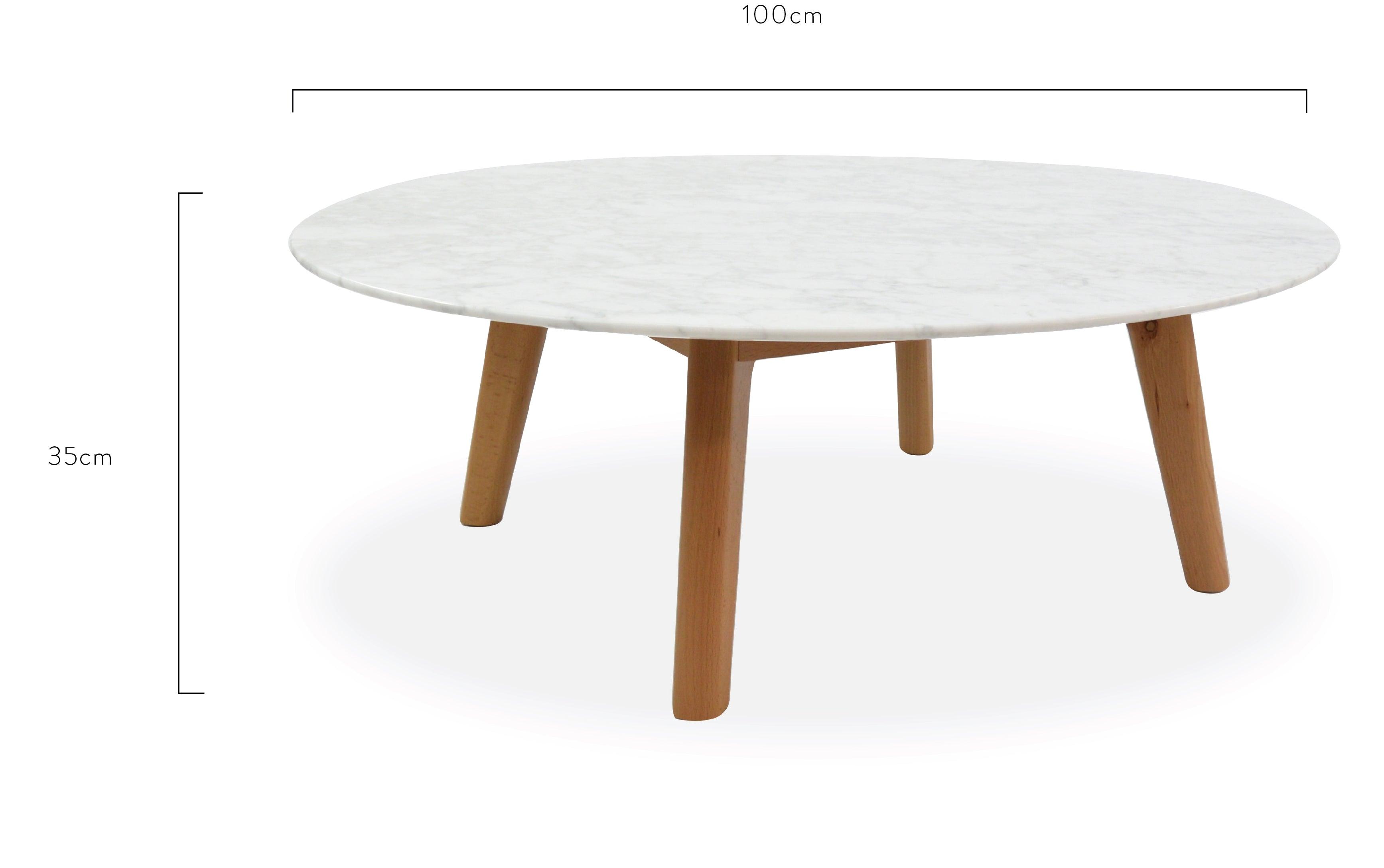 CCF1037 100cm Marble Round Coffee Table - Natural - Furniture Castle