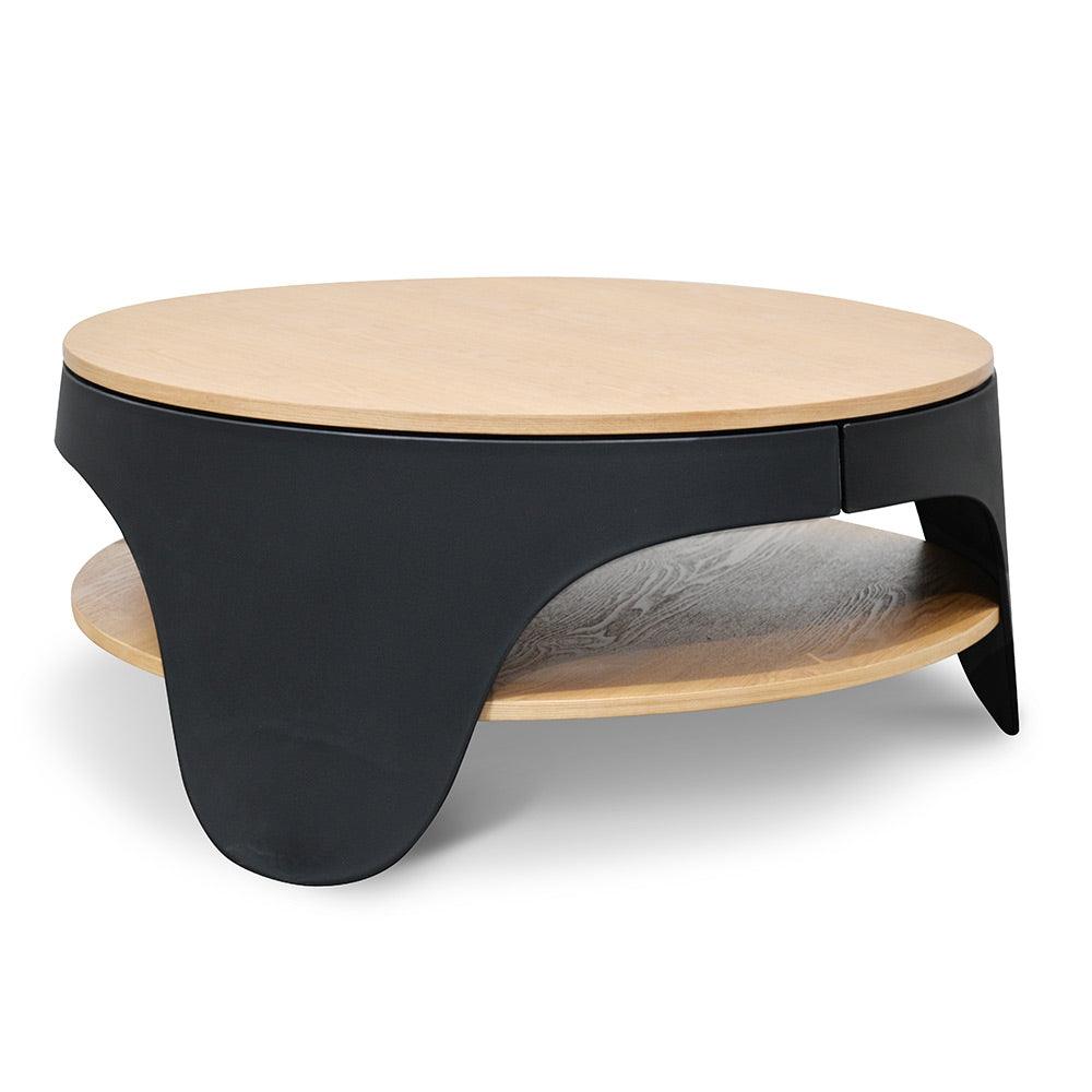 CCF2224-SD 82cm Round Coffee Table - Natural - Black - Furniture Castle