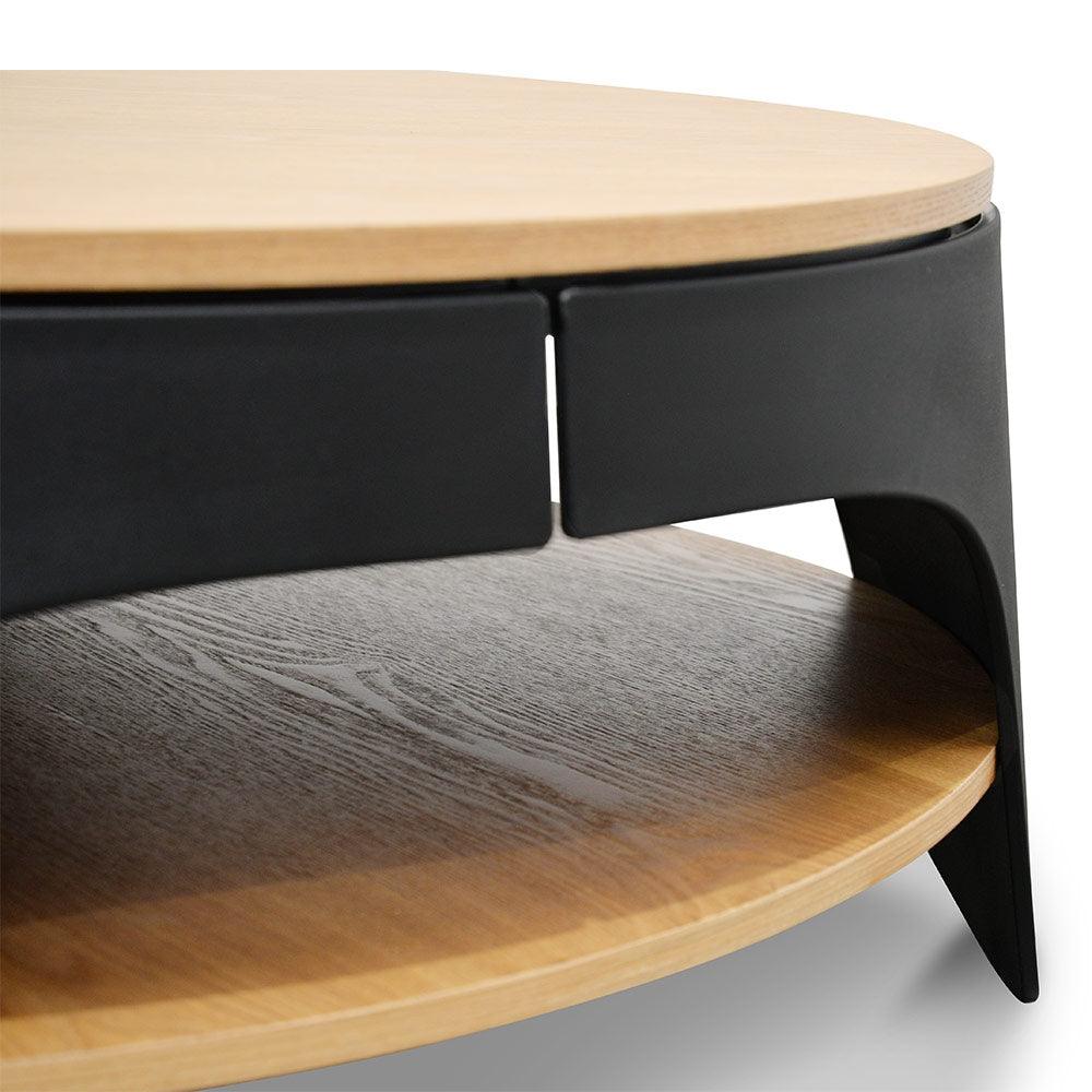 CCF2224-SD 82cm Round Coffee Table - Natural - Black - Furniture Castle