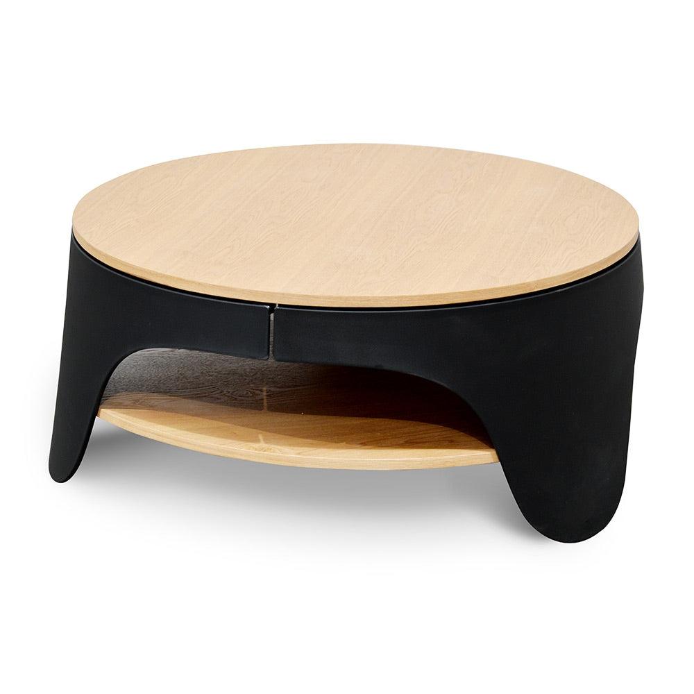 CCF2224-SD 82cm Round Coffee Table - Natural - Black - Furniture Castle