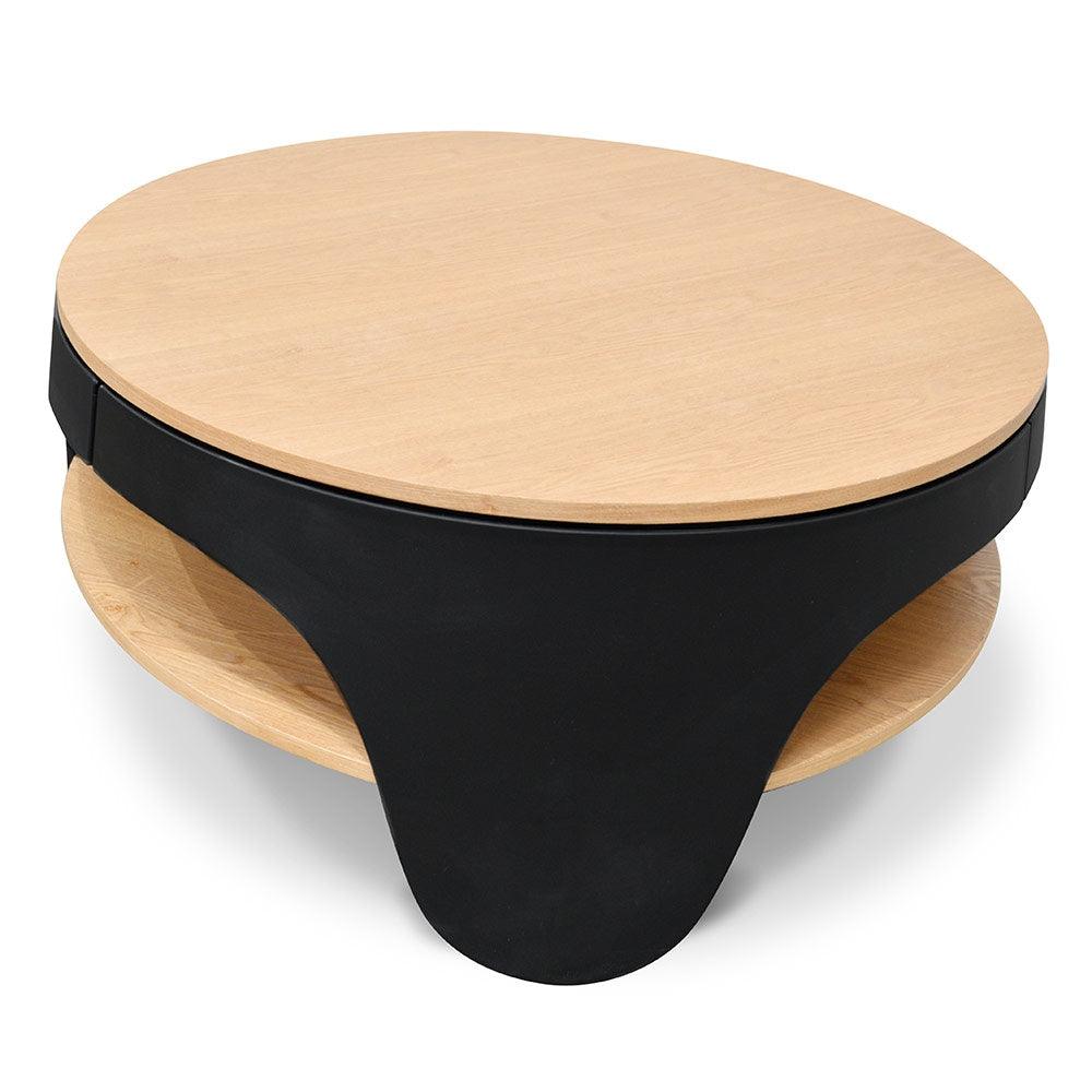 CCF2224-SD 82cm Round Coffee Table - Natural - Black - Furniture Castle