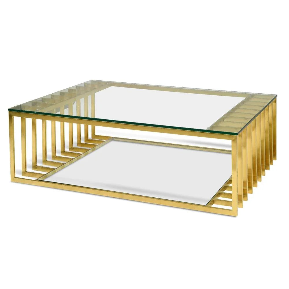CCF2353-KS 1.3m Glass Coffee Table - Gold Base - Furniture Castle