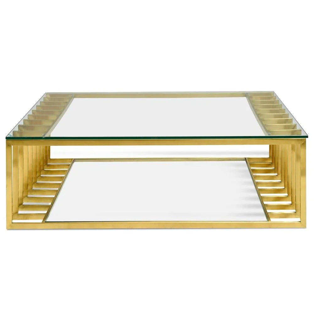 CCF2353-KS 1.3m Glass Coffee Table - Gold Base - Furniture Castle