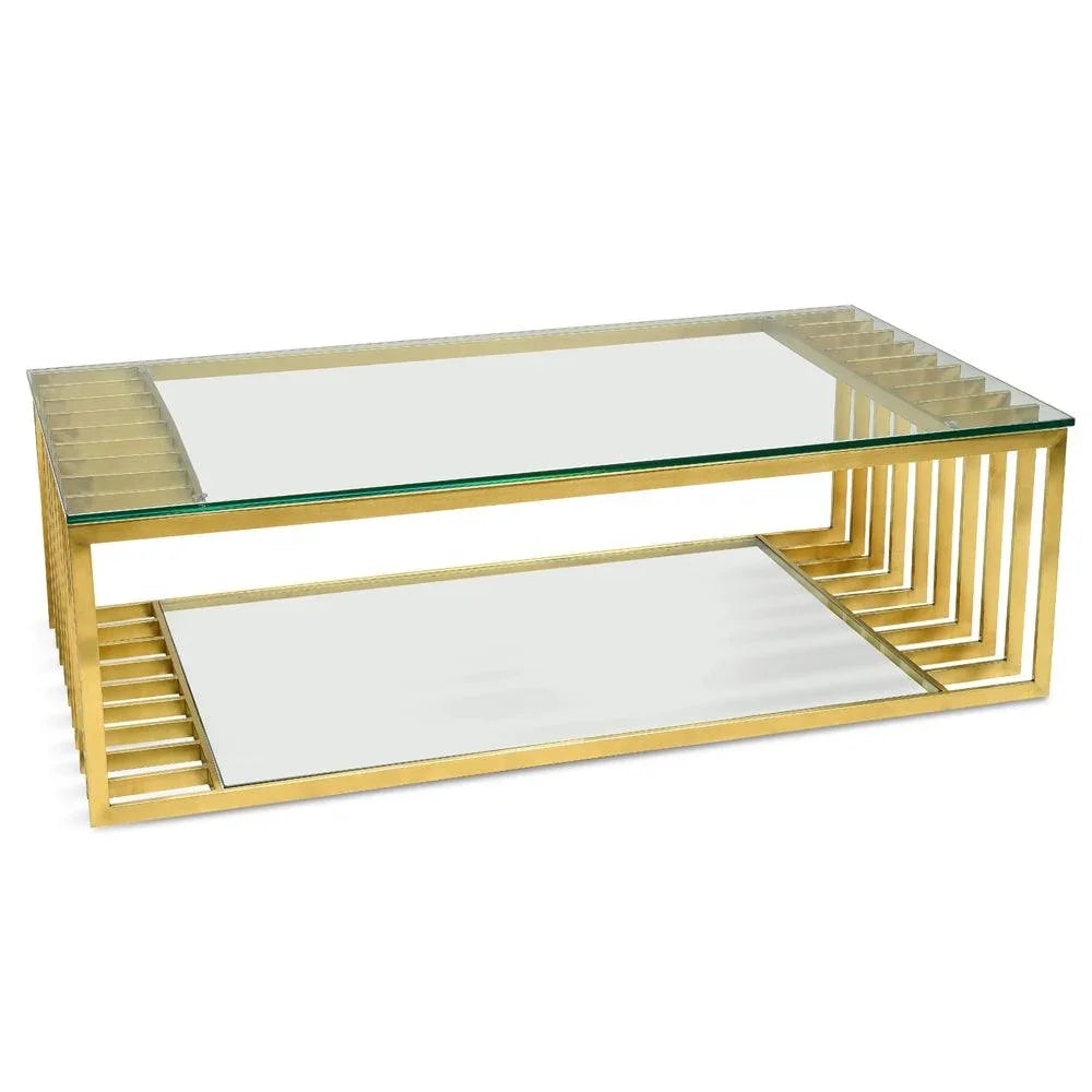 CCF2353-KS 1.3m Glass Coffee Table - Gold Base - Furniture Castle
