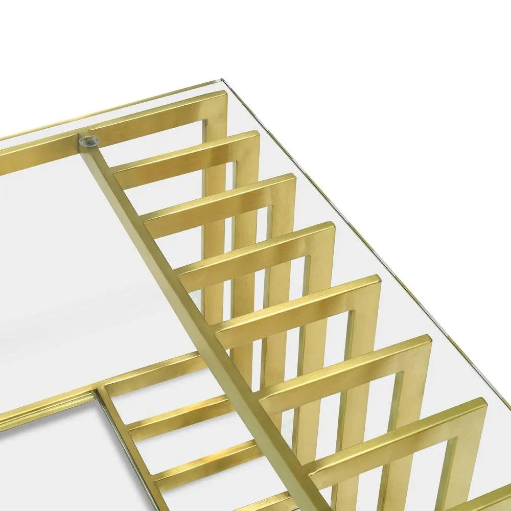 CCF2353-KS 1.3m Glass Coffee Table - Gold Base - Furniture Castle