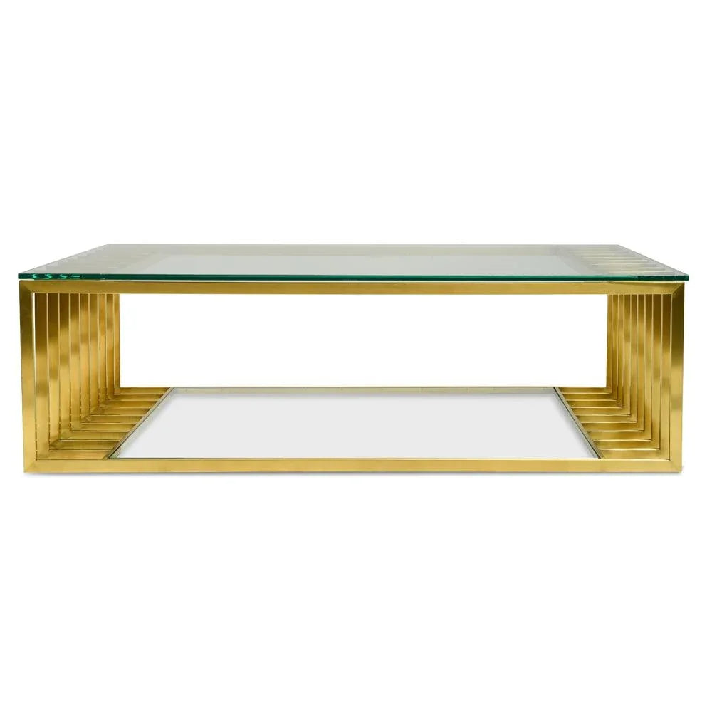 CCF2353-KS 1.3m Glass Coffee Table - Gold Base - Furniture Castle