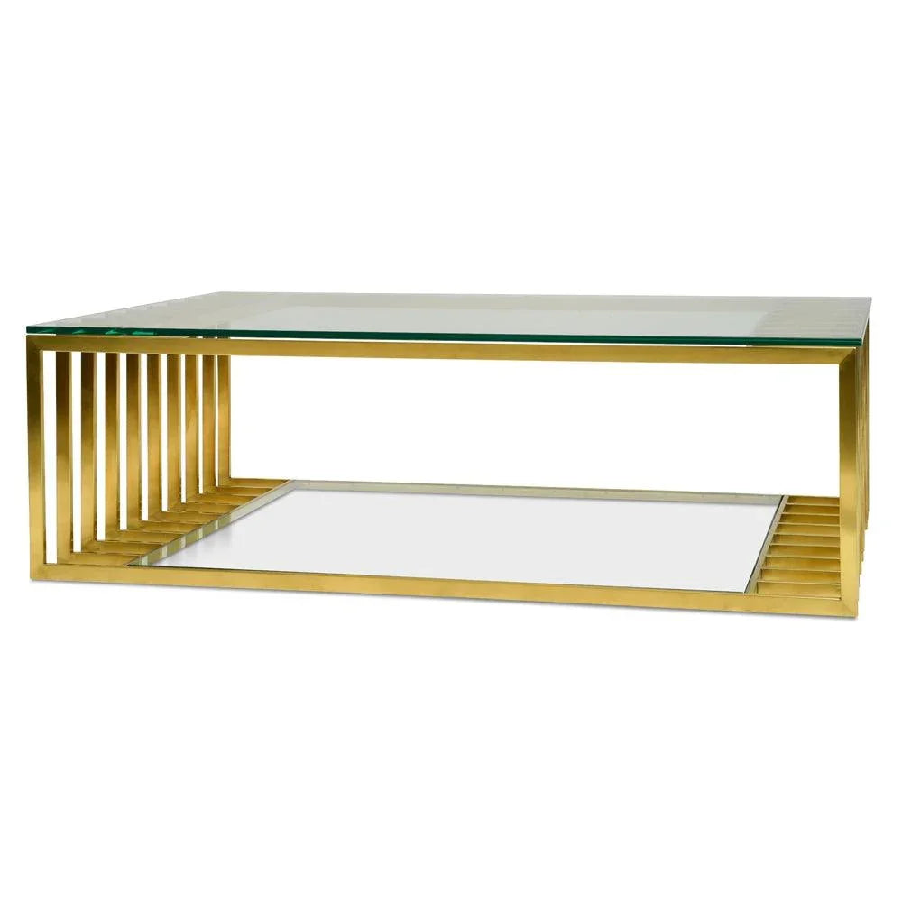 CCF2353-KS 1.3m Glass Coffee Table - Gold Base - Furniture Castle