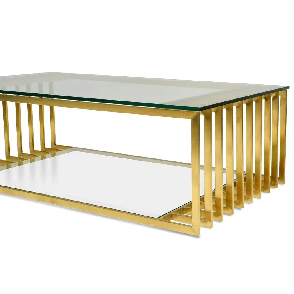 CCF2353-KS 1.3m Glass Coffee Table - Gold Base - Furniture Castle