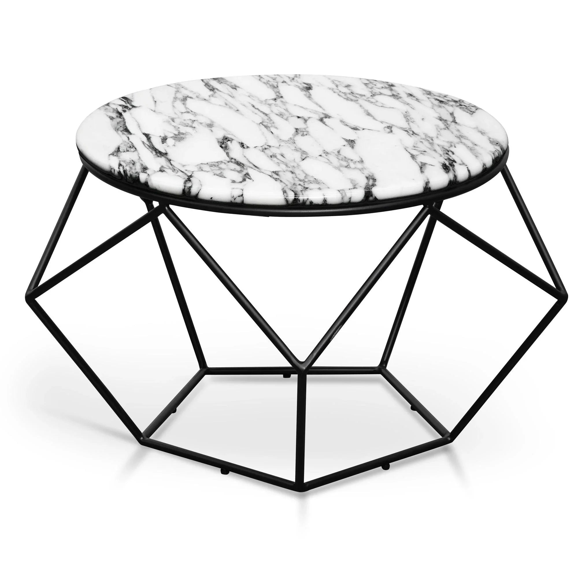 CCF2568-SU Marble 72cm Coffee Table - Matt Black Base - Furniture Castle