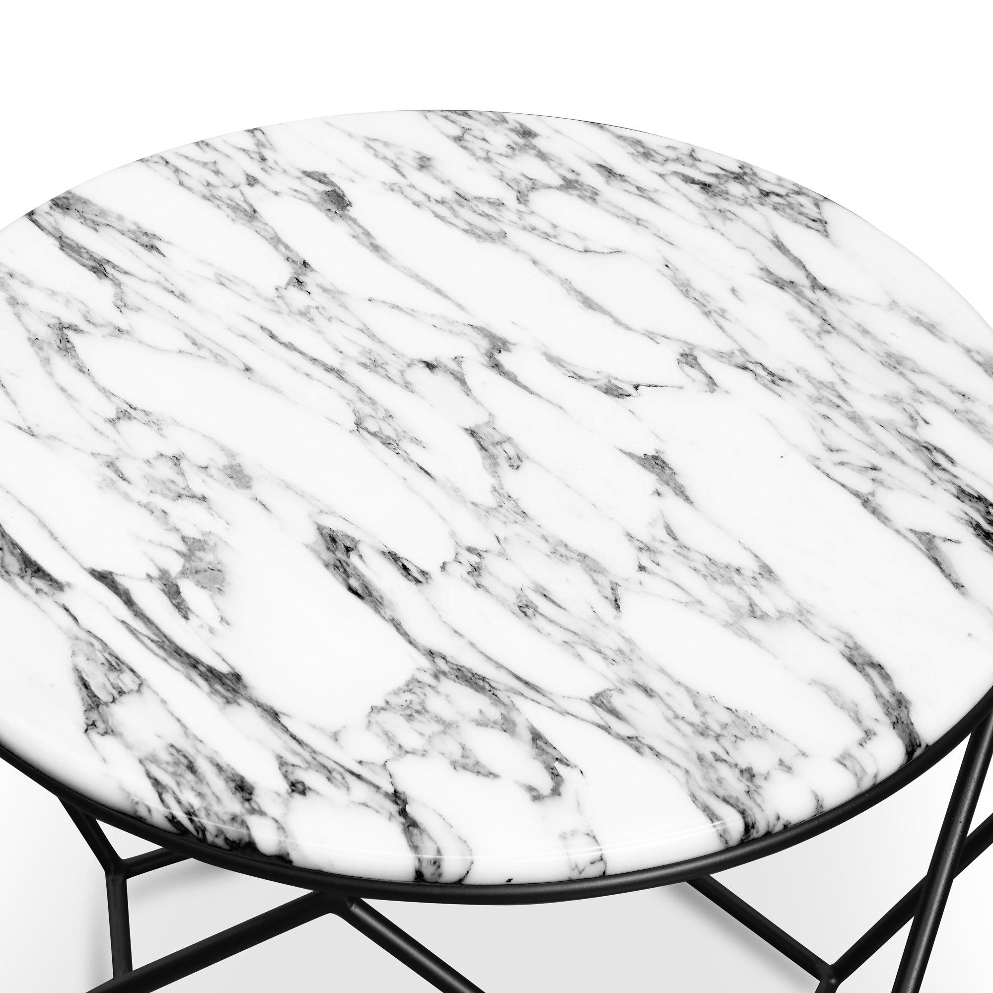 CCF2568-SU Marble 72cm Coffee Table - Matt Black Base - Furniture Castle